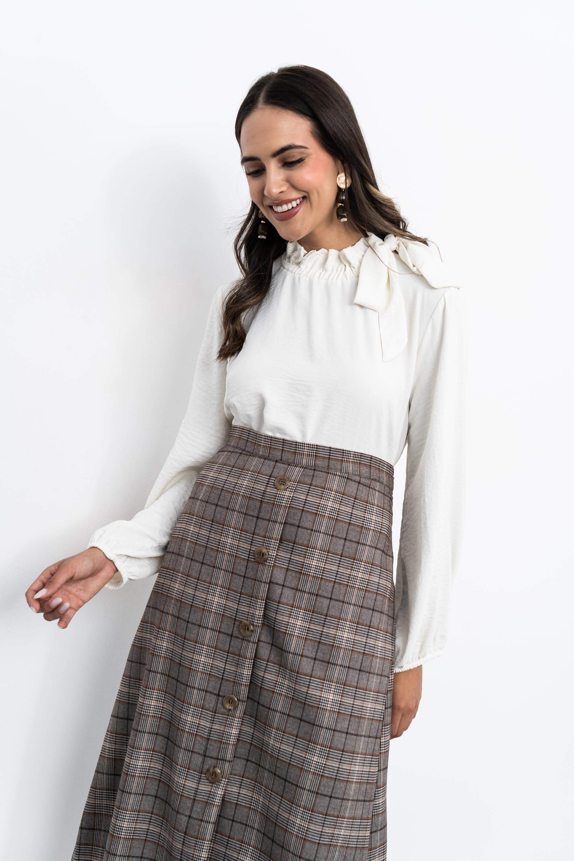 FALDA CUADROS BOTONES