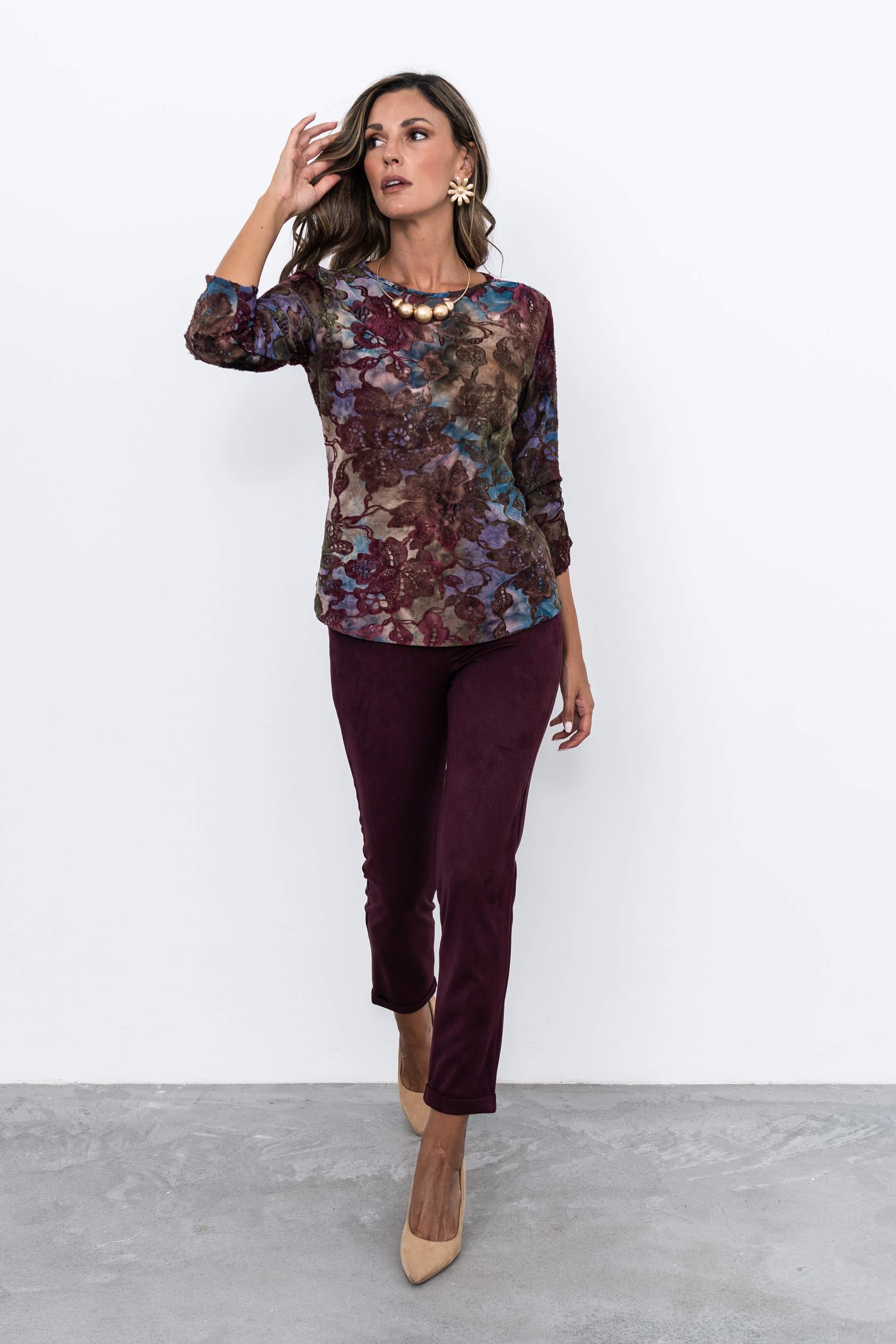 BLUSA TEJIDO FANTASÍA PUÑO FRUNCIDO