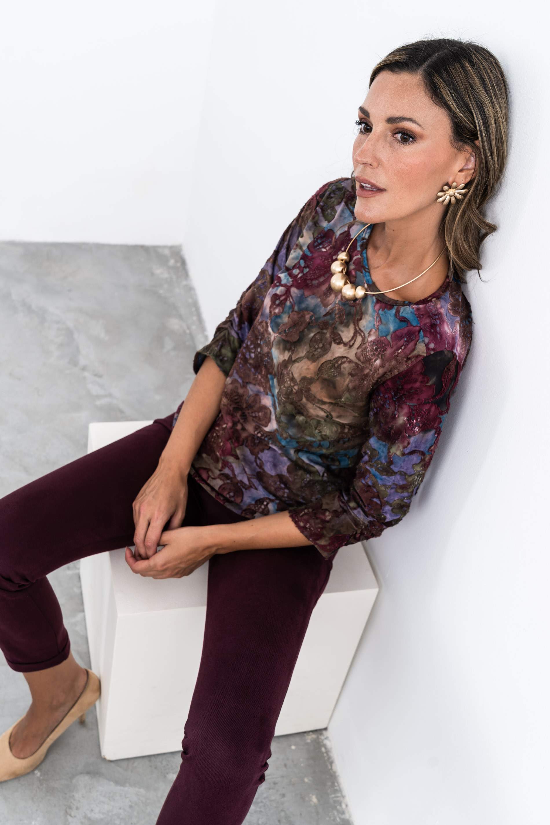 BLUSA TEJIDO FANTASÍA PUÑO FRUNCIDO