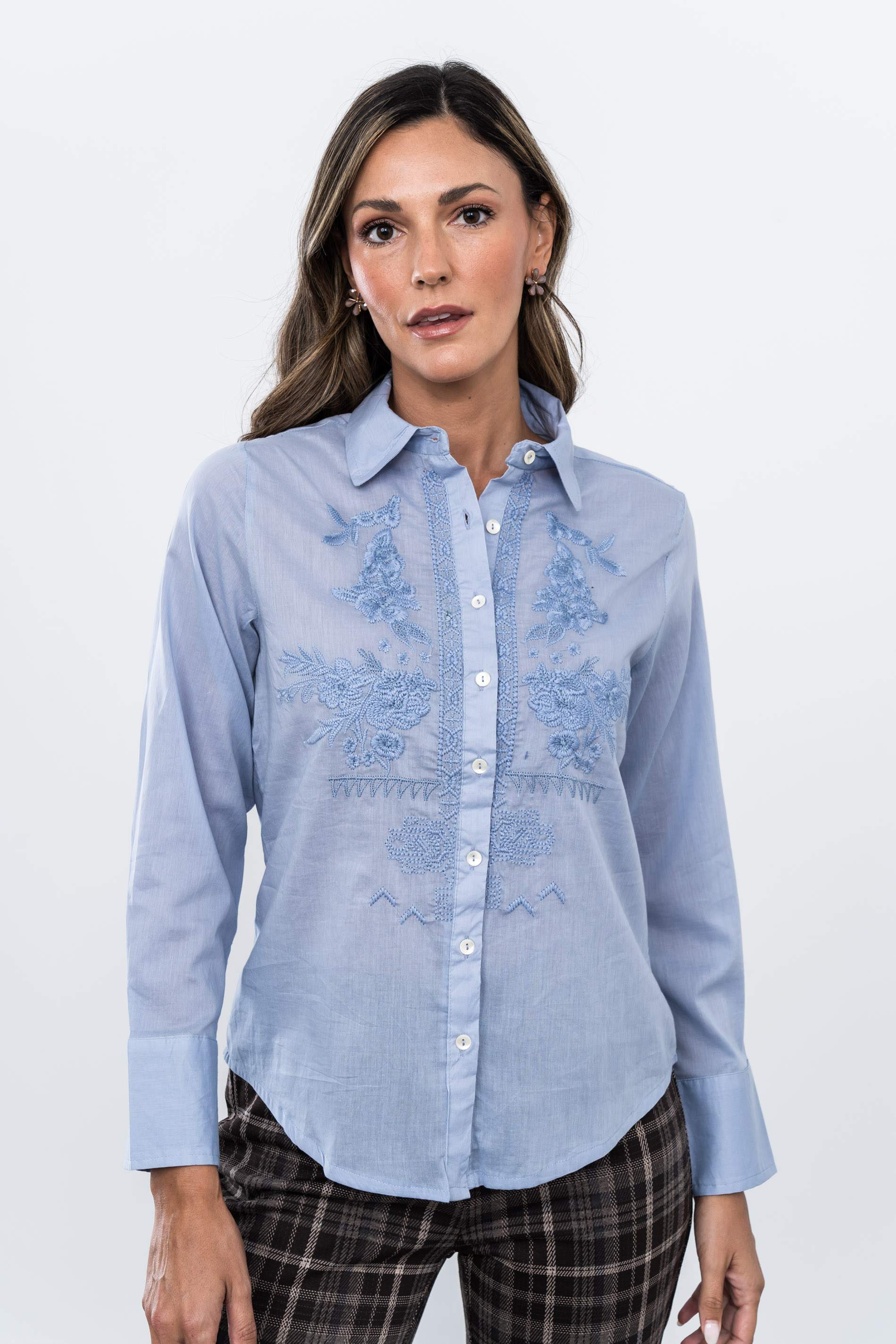 CAMISA BORDADO DELANTERO  AZUL