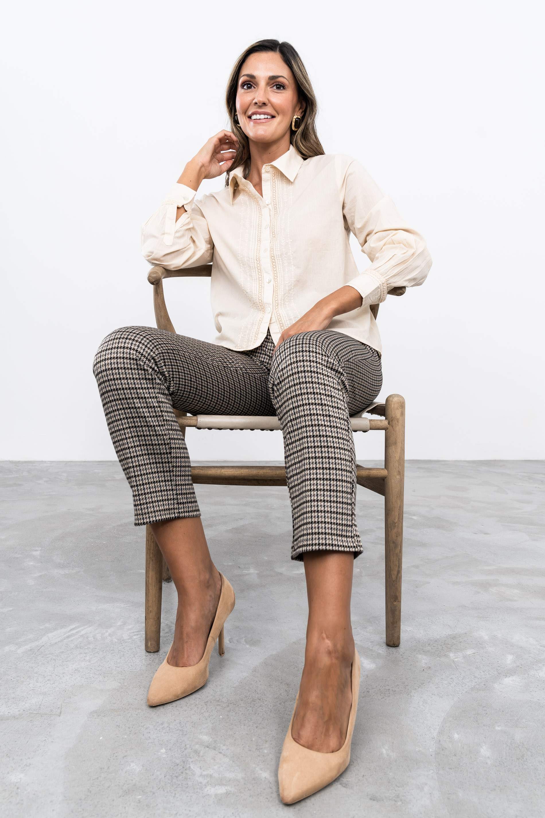 PANTALON PATA DE GALLO TAUPE