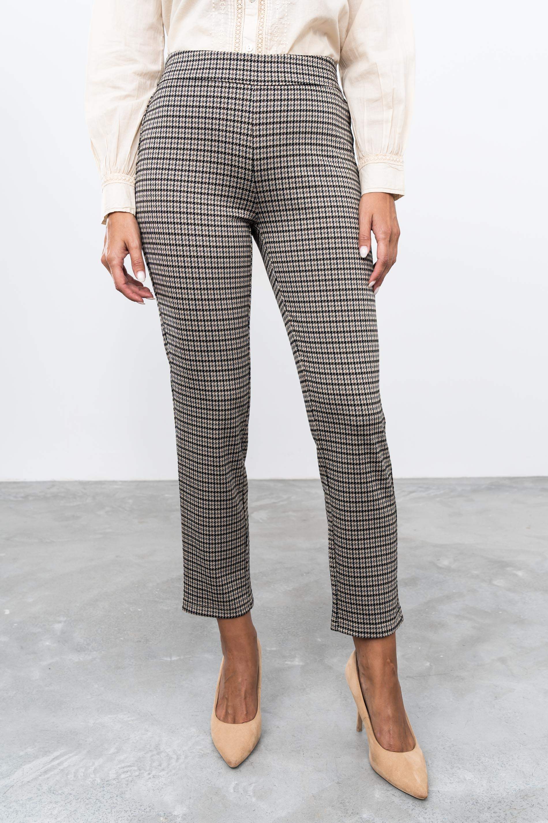 PANTALON PATA DE GALLO TAUPE