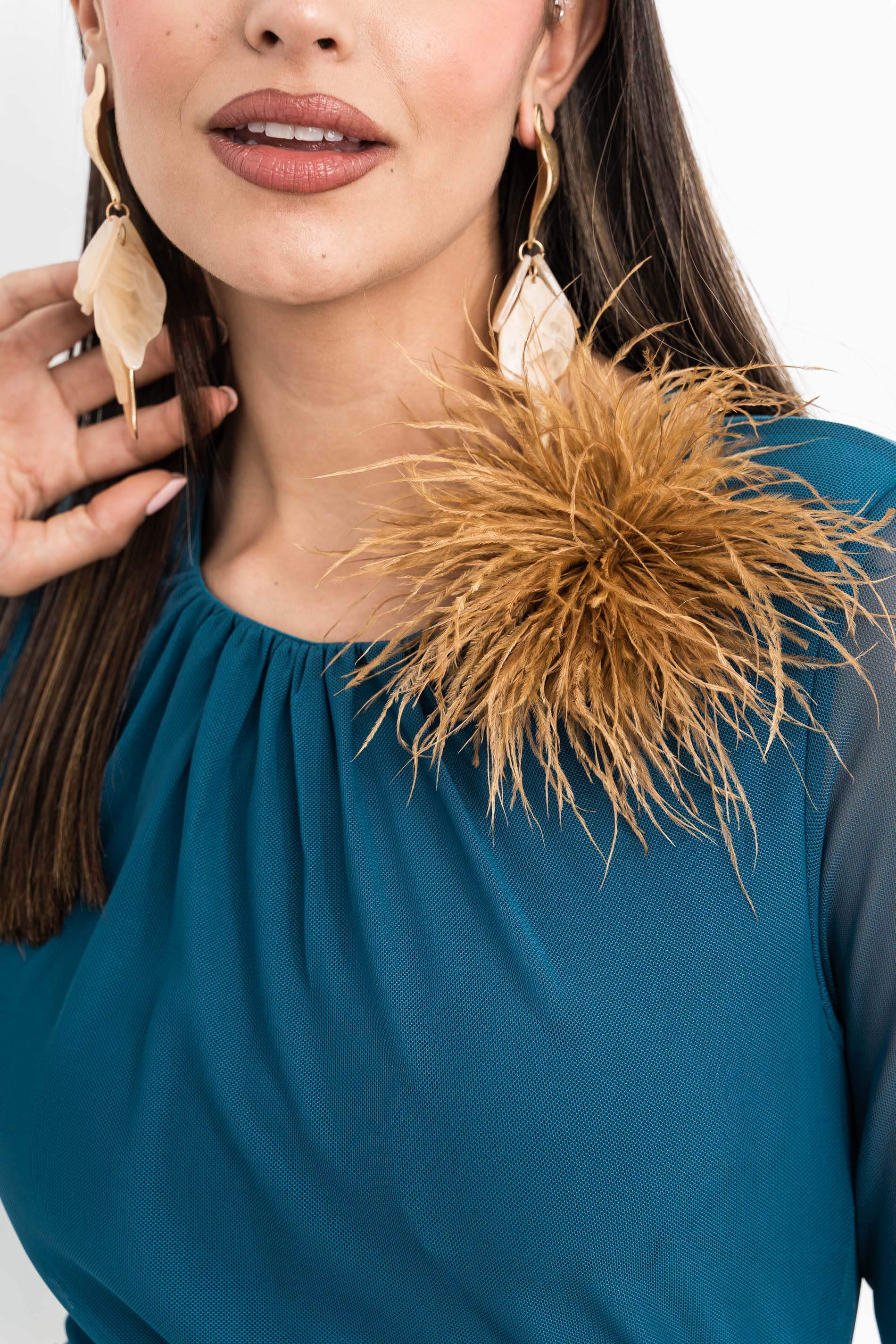 BROCHE PLUMAS CAMEL
