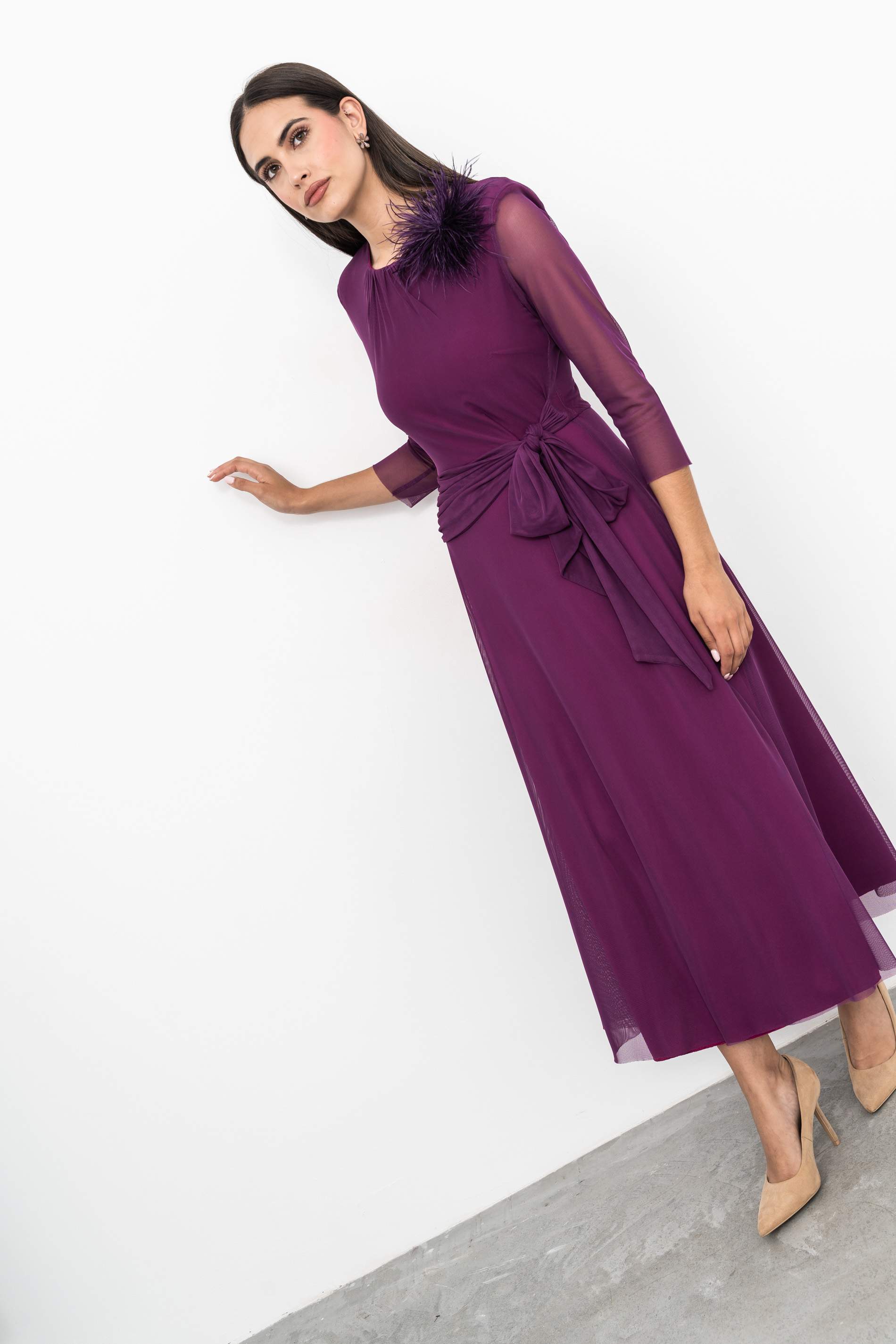 BROCHE PLUMAS MORADO