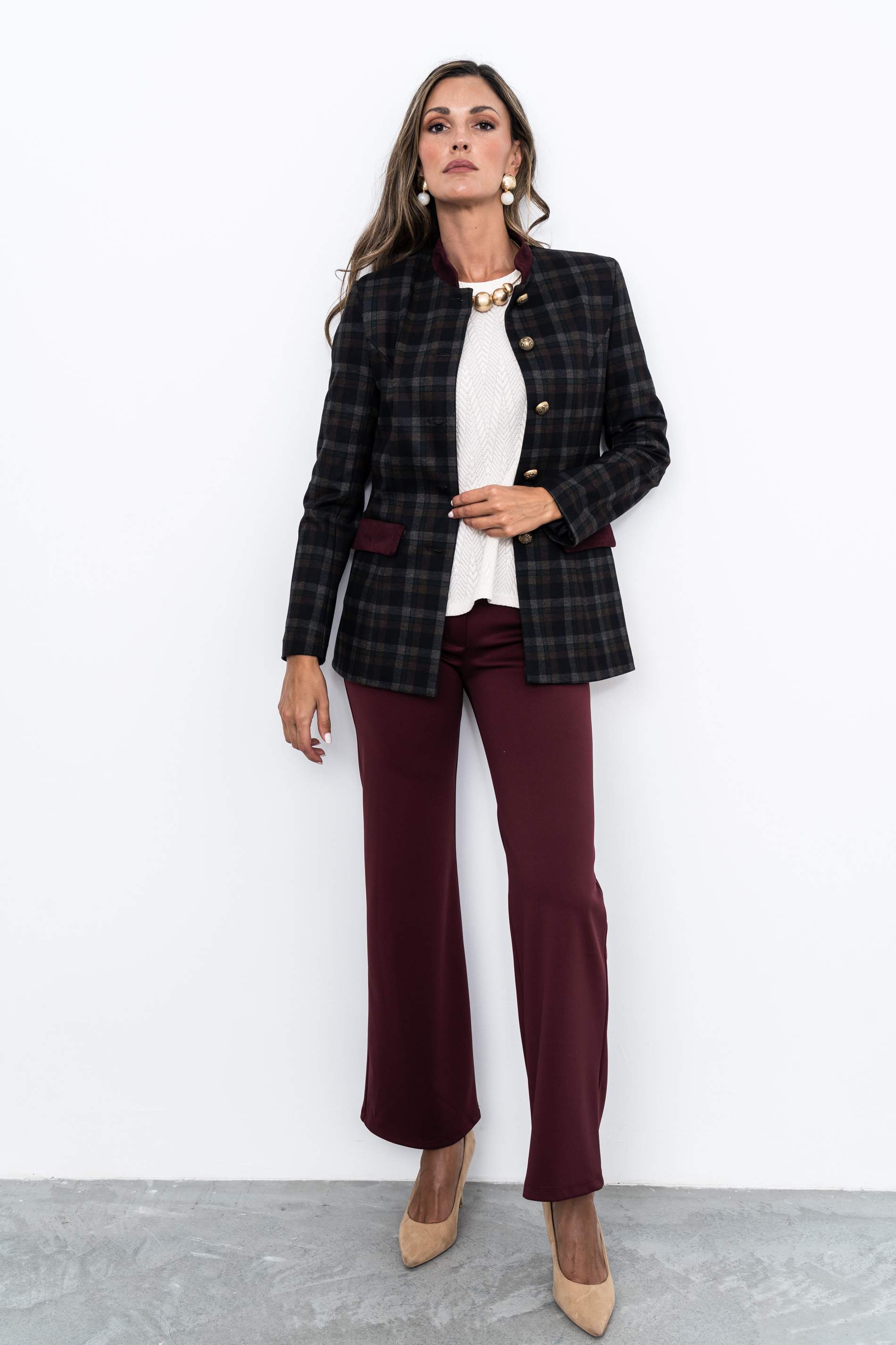 PANTALON RECTO BURDEOS