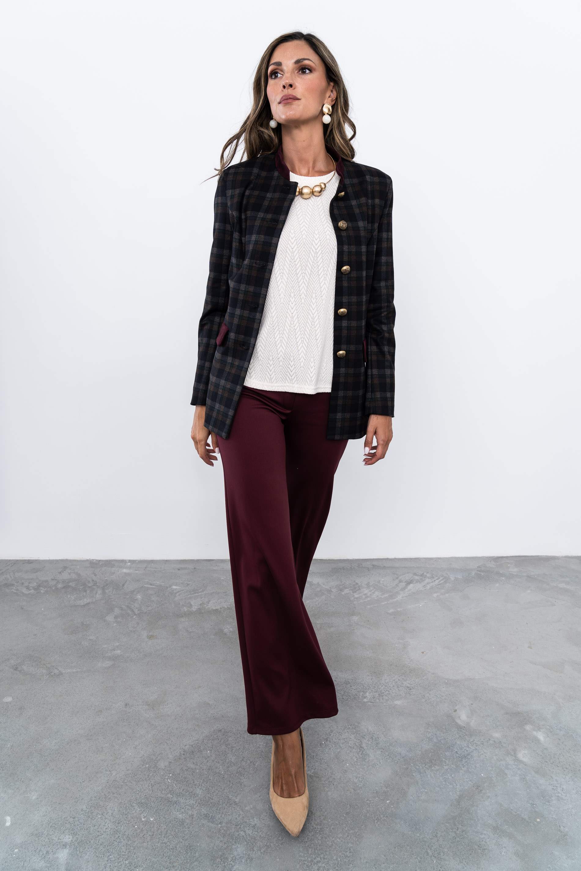 PANTALON RECTO BURDEOS