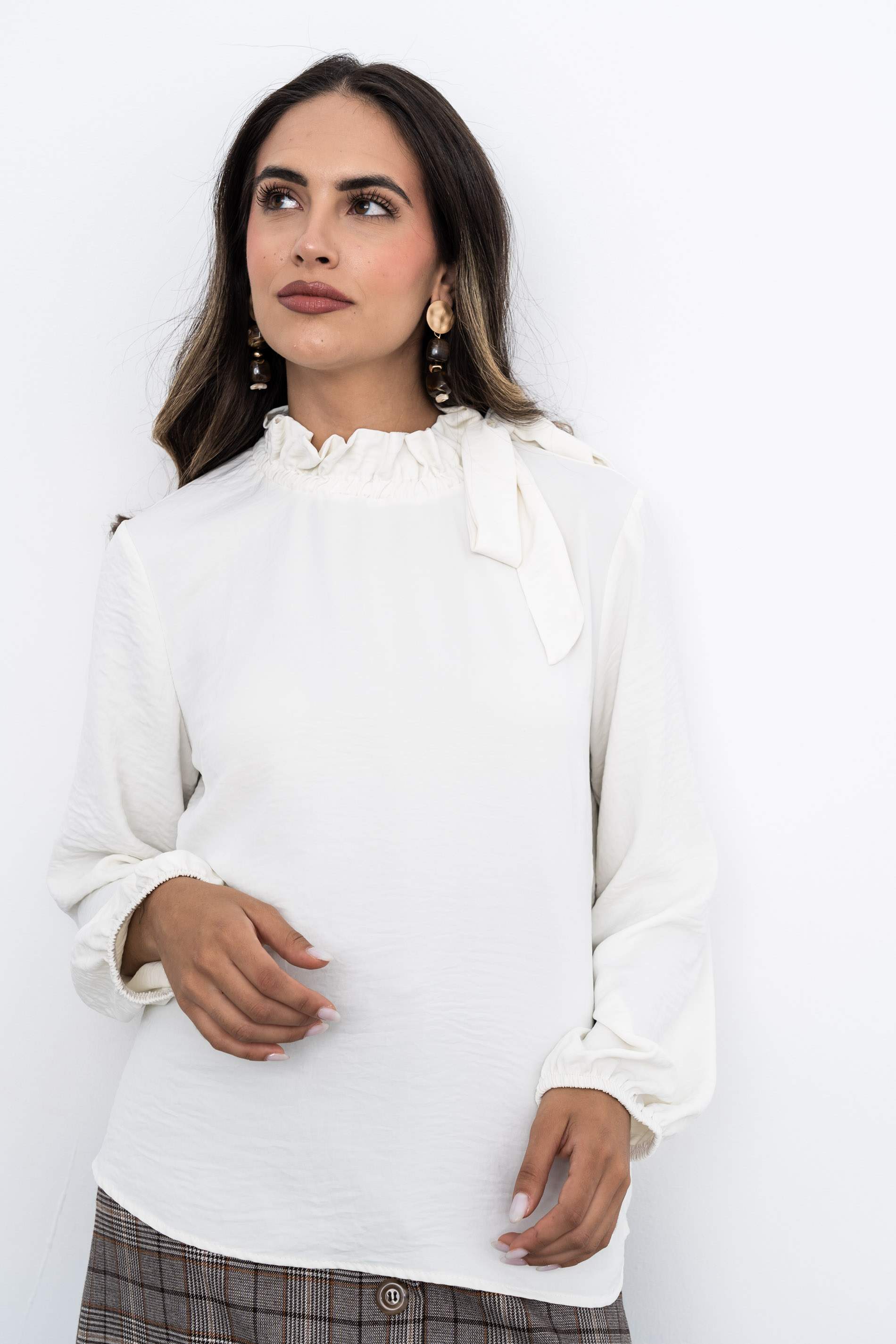 BLUSA CUELLO FRUNCIDO LAZO