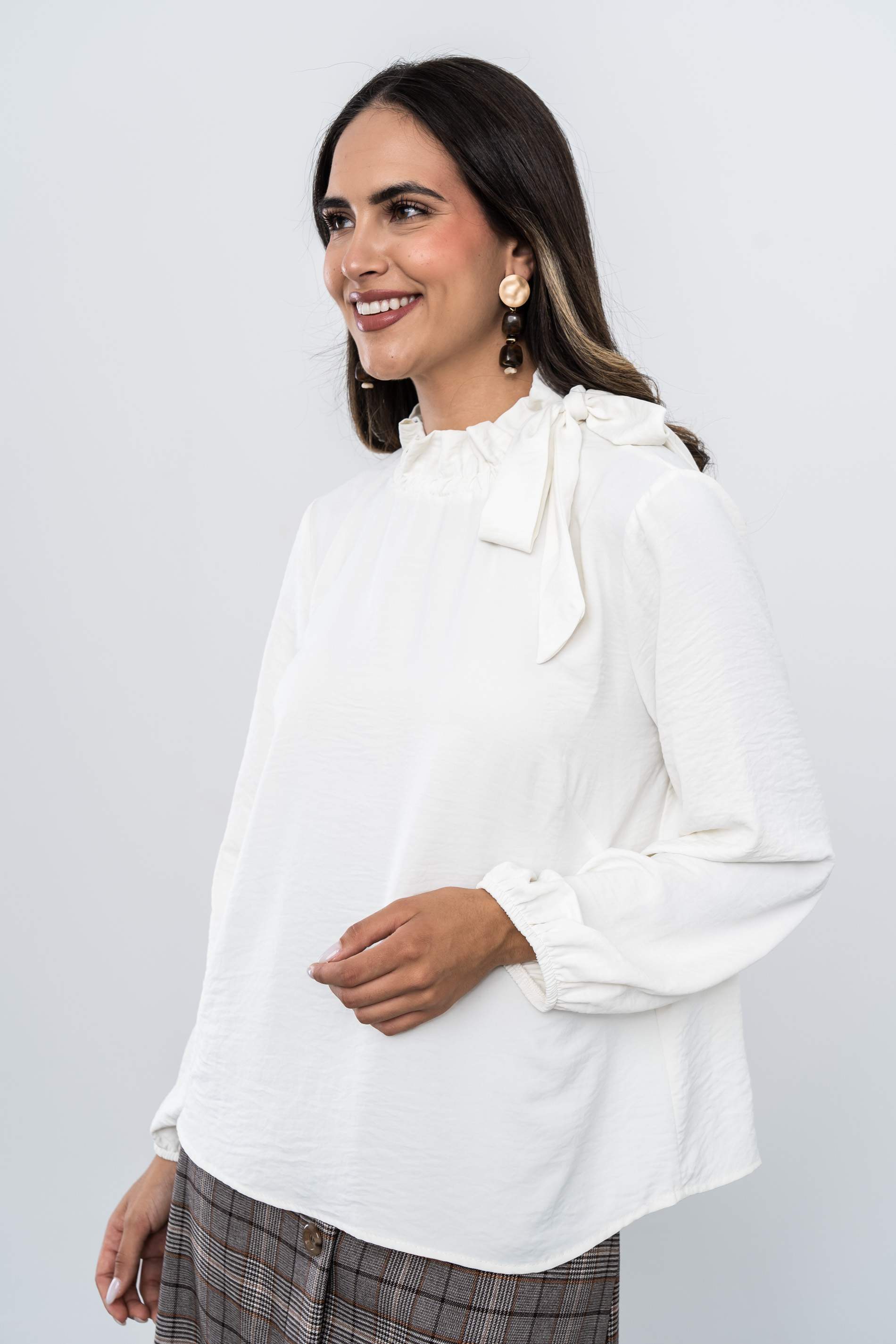 BLUSA CUELLO FRUNCIDO LAZO