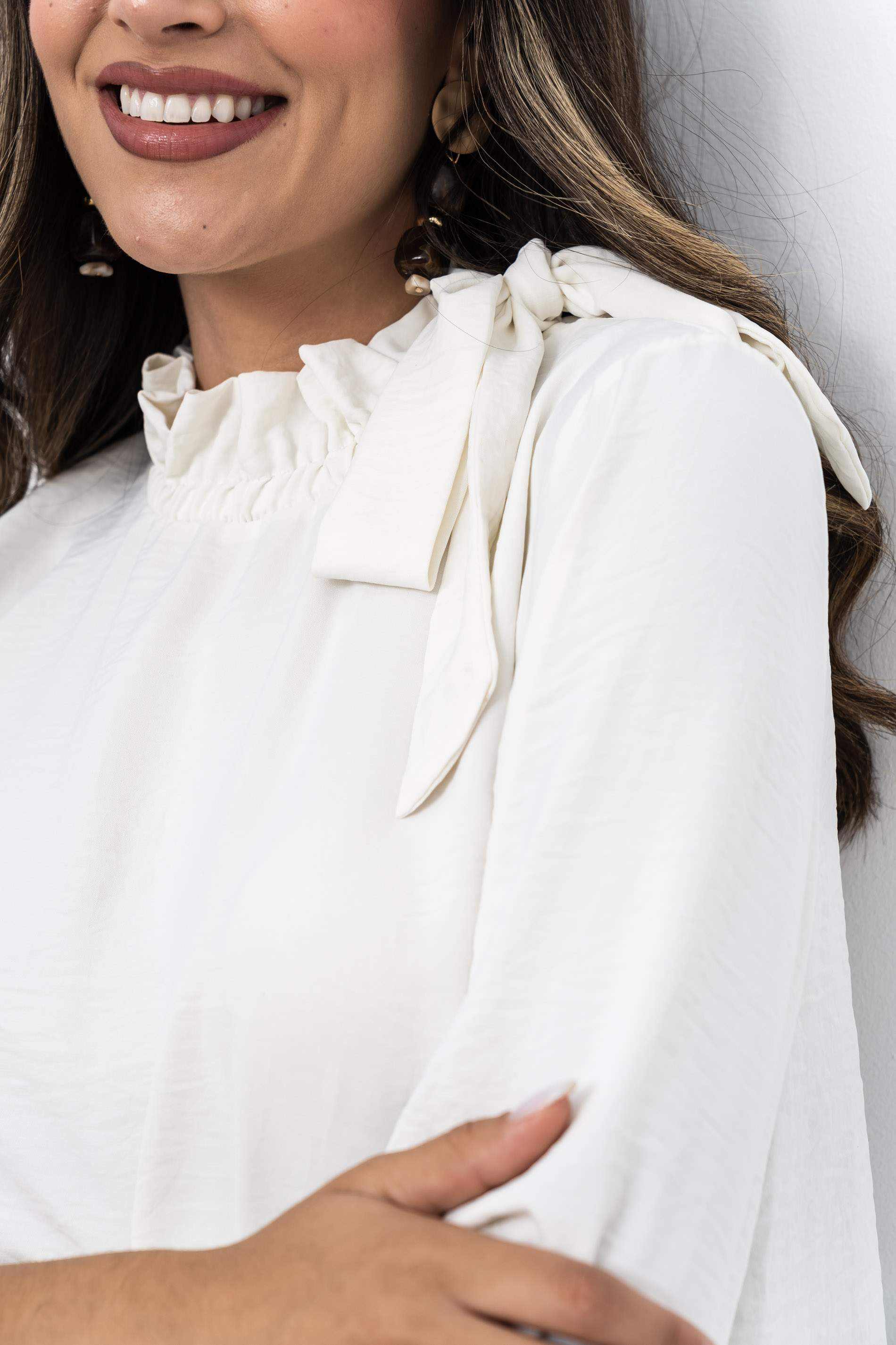 BLUSA CUELLO FRUNCIDO LAZO