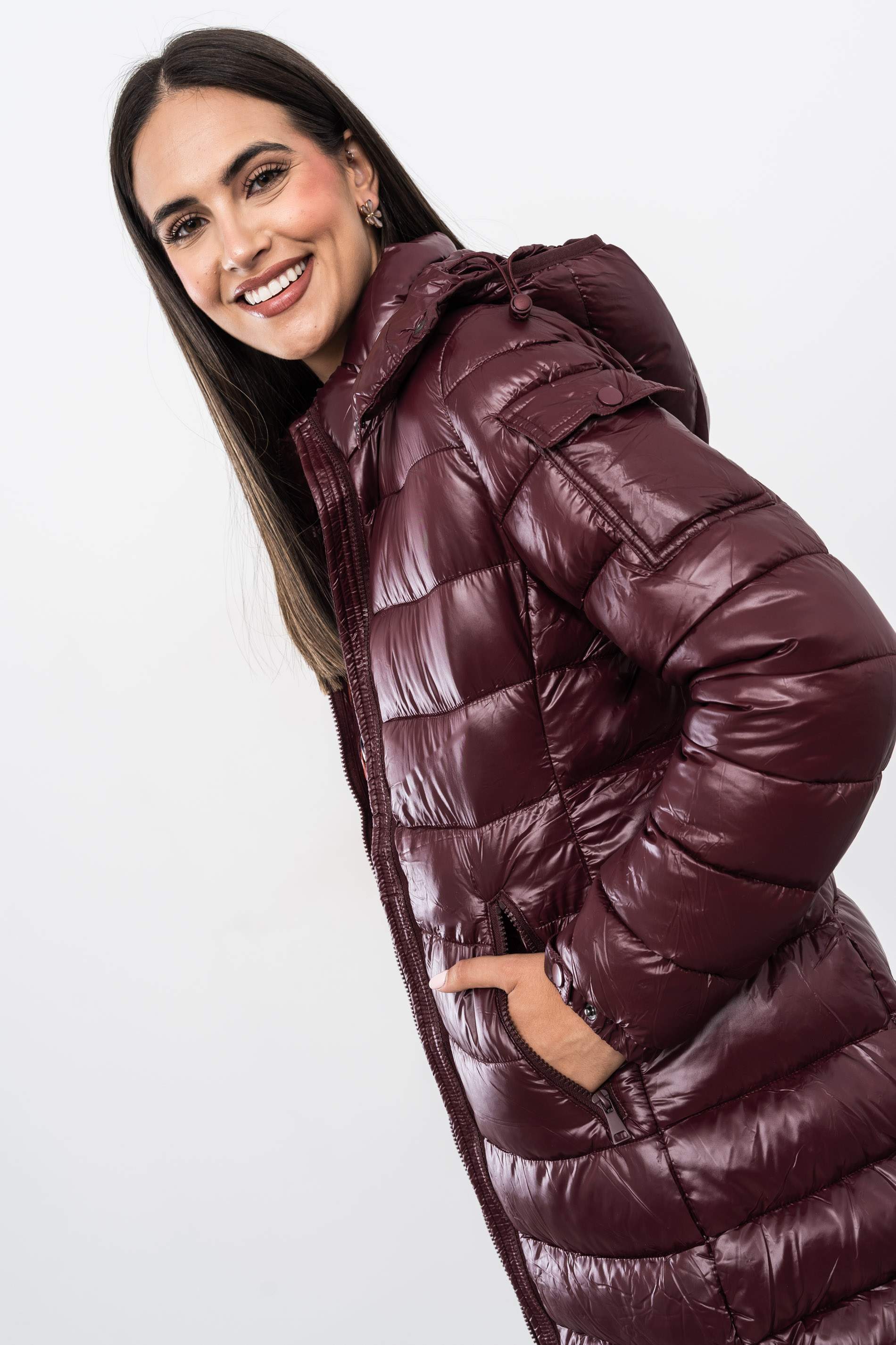 PARKA LARGA SATINADA BOLSILLO