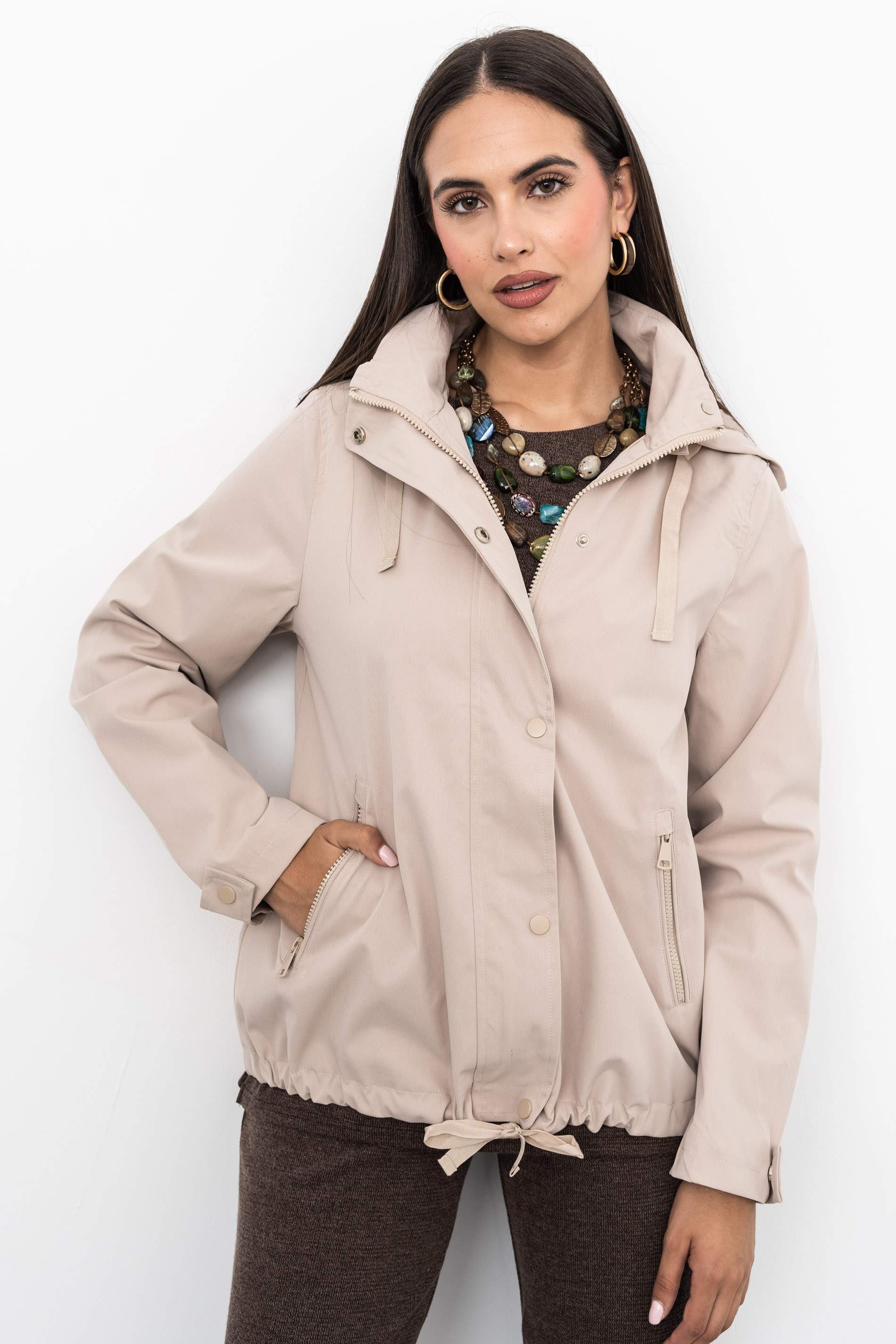 TRENCH EVASÉ CREMALLERA BEIGE