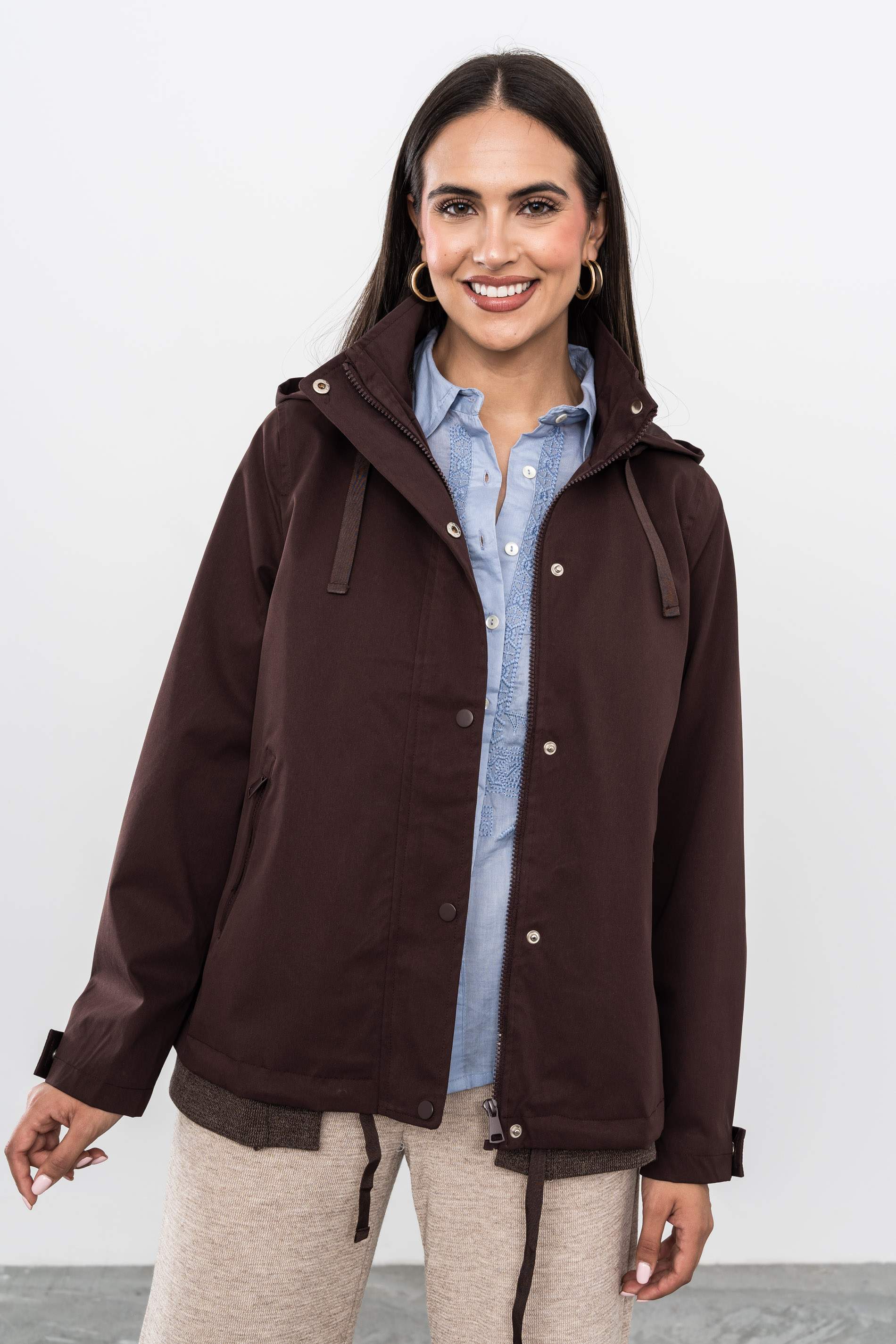 TRENCH EVASÉ CREMALLERA CHOCOLATE