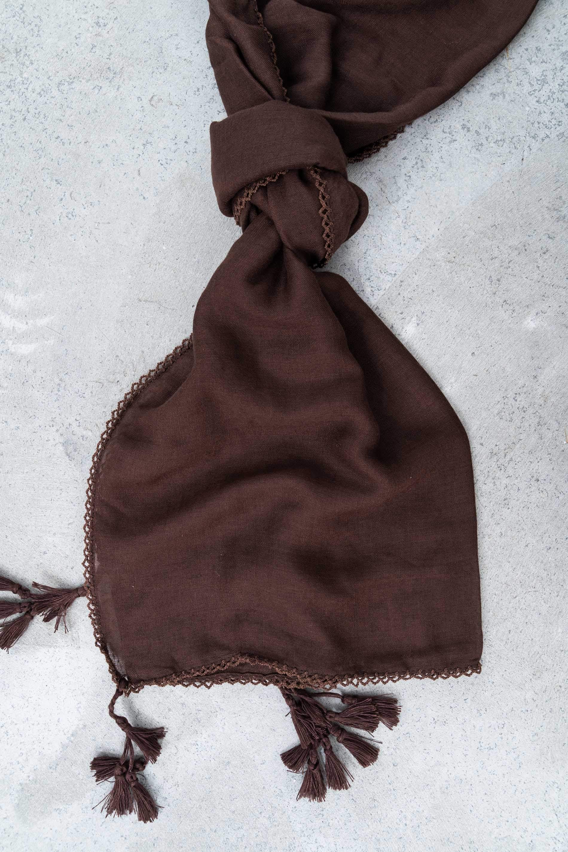 FOULARD LISO POMPONES CHOCOLATE