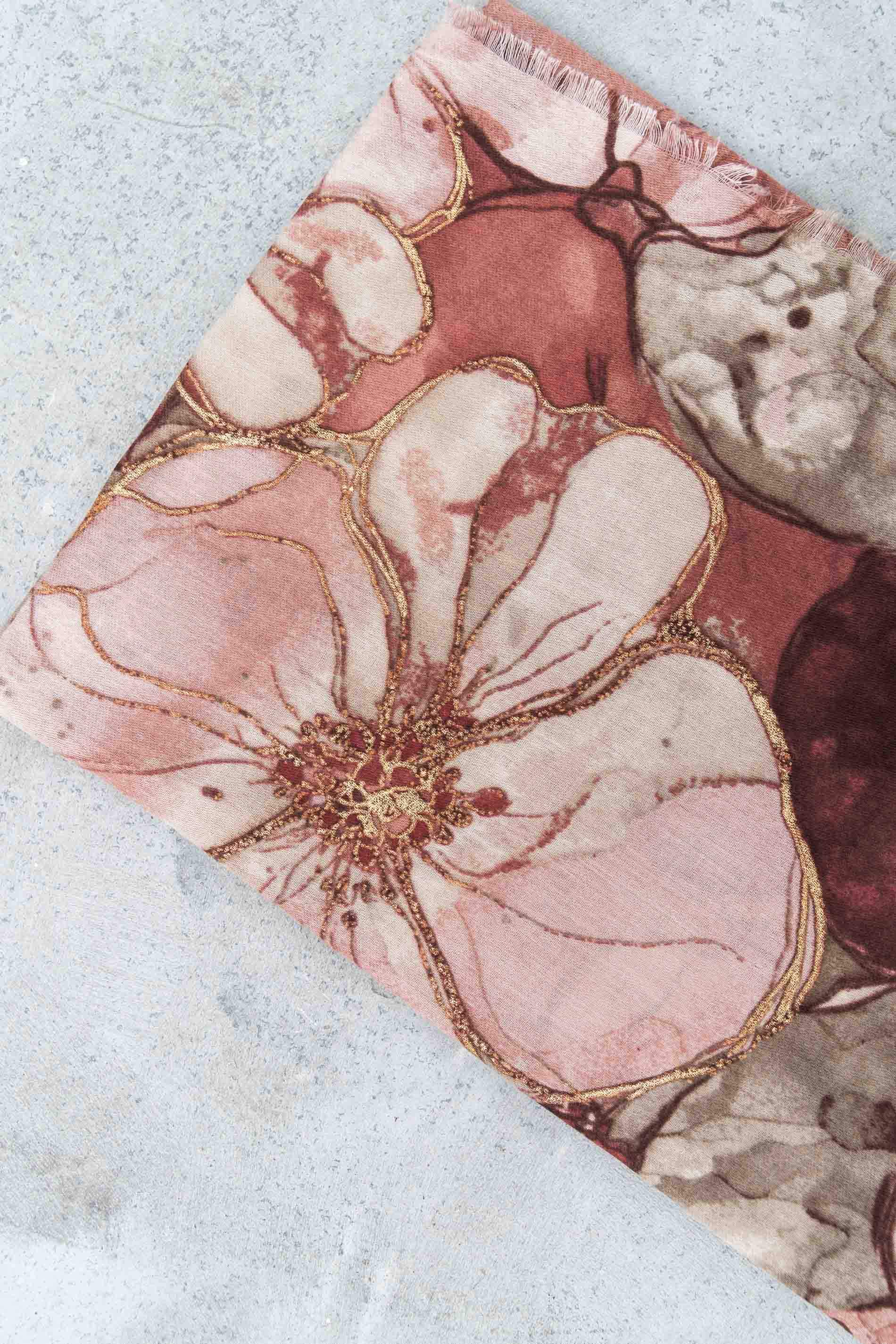 FOULARD FLOR PERFIL ORO