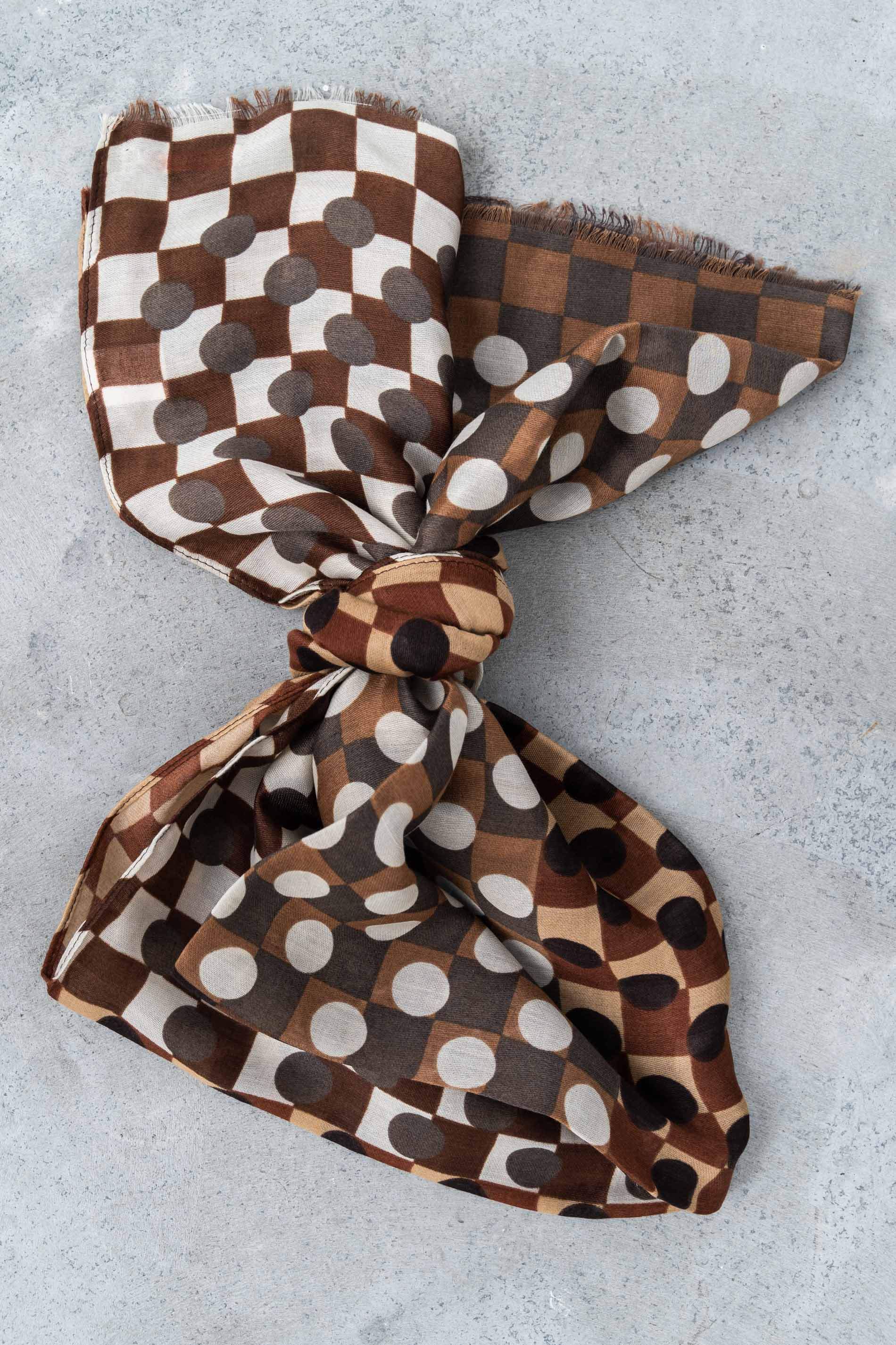 FOULARD TOPOS COMBINADOS MARRÓN