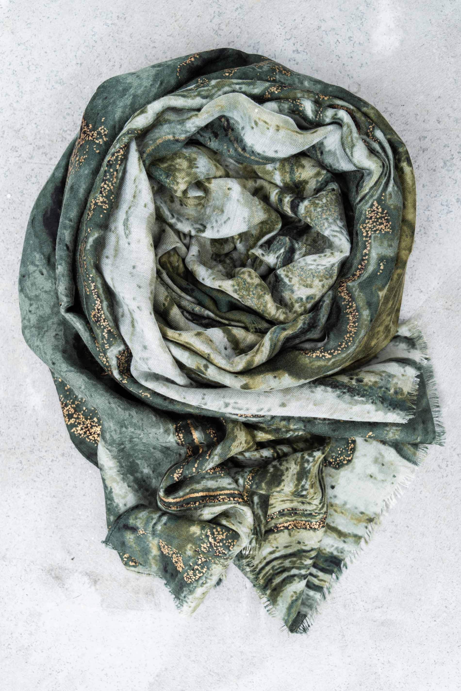 FOULARD MARMOLEADO ORO VERDE