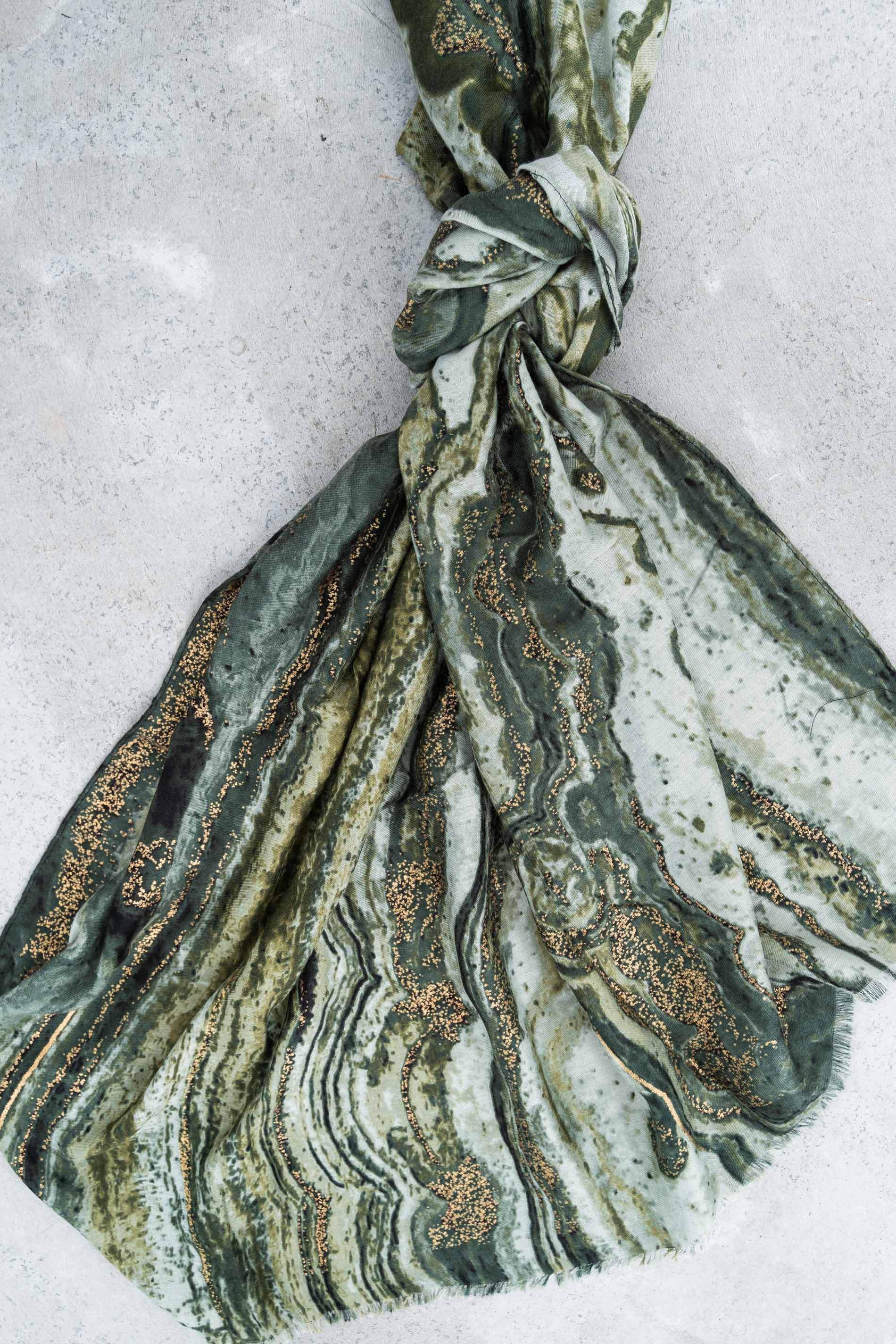 FOULARD MARMOLEADO ORO VERDE