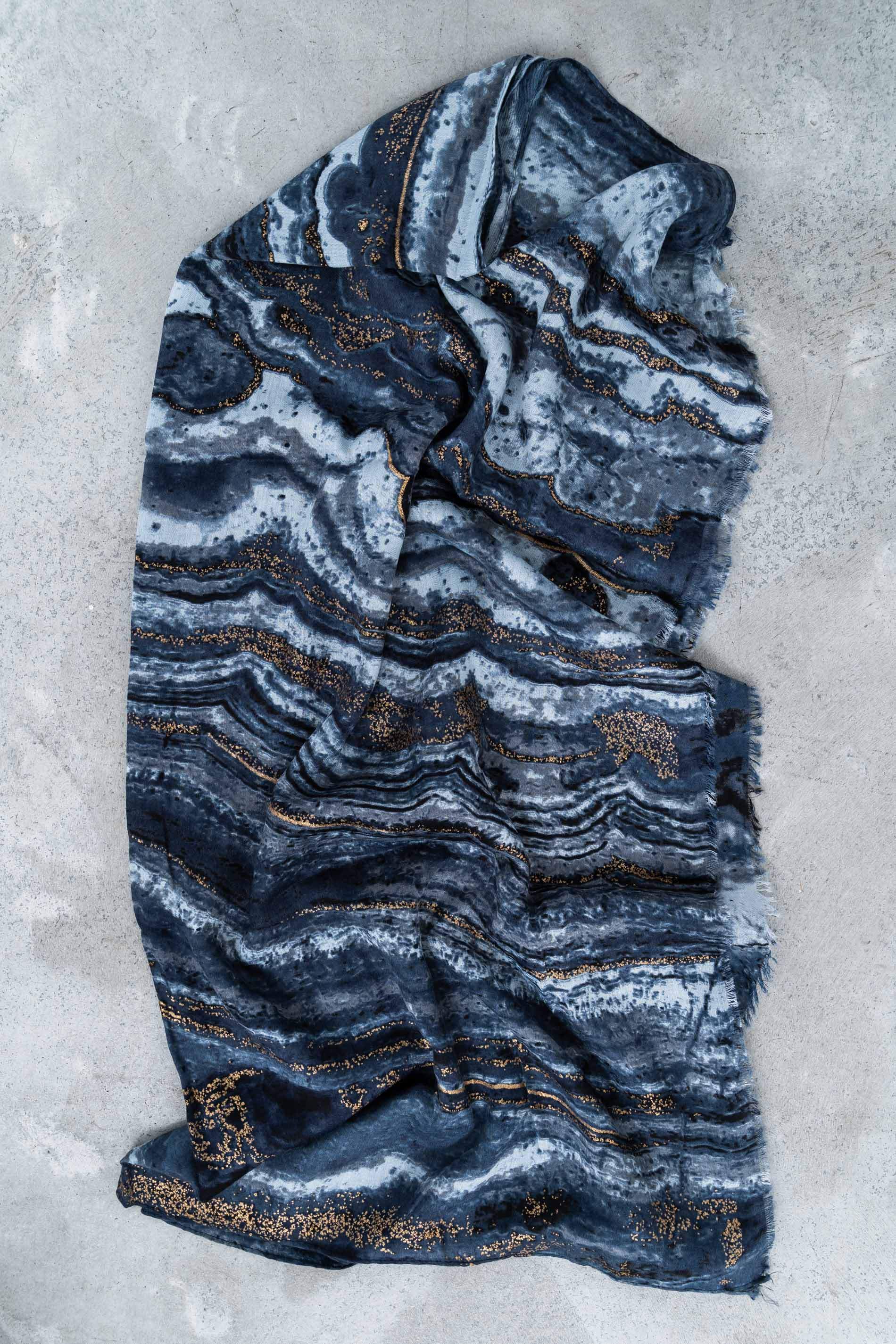 FOULARD MARMOLEADO ORO AZUL