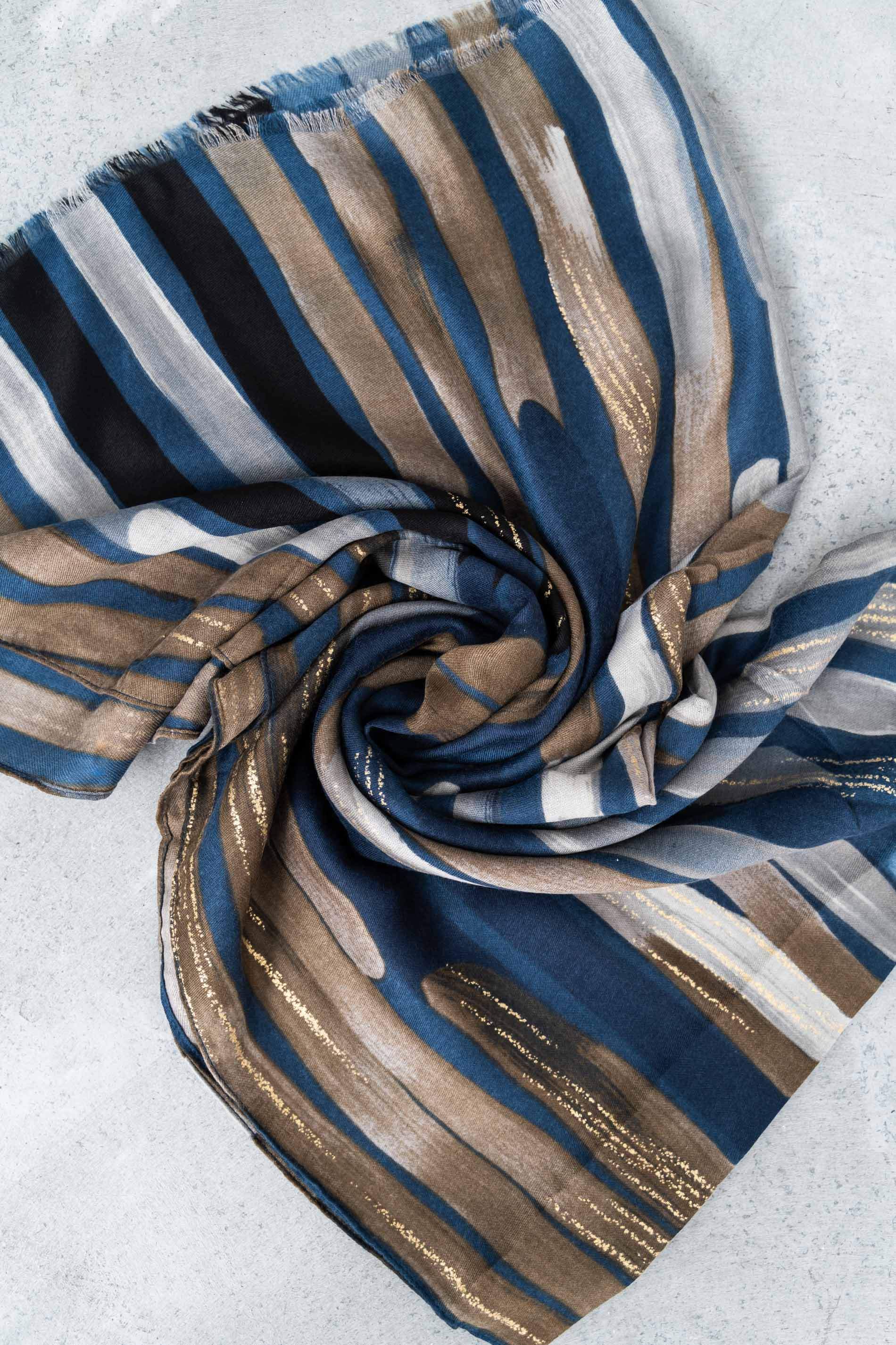 FOULARD TRAZOS ORO AZUL