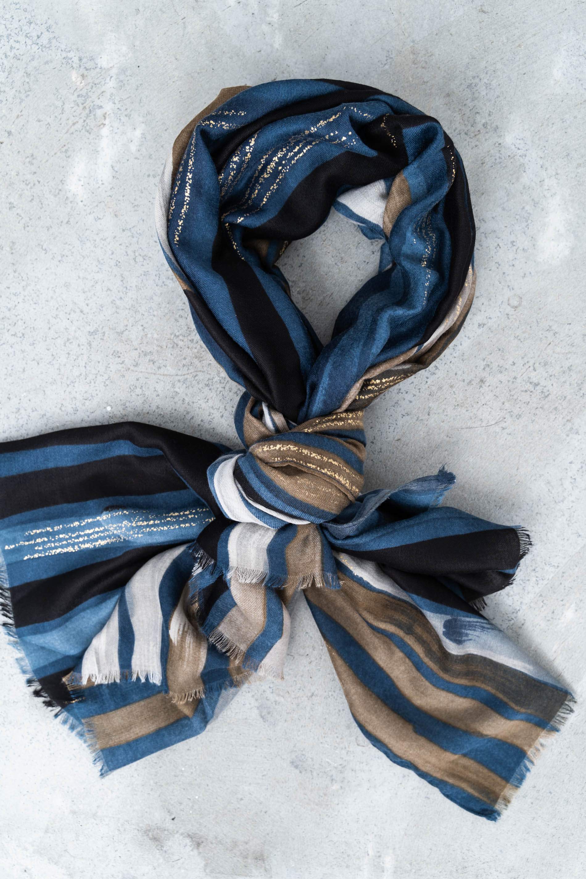 FOULARD TRAZOS ORO AZUL