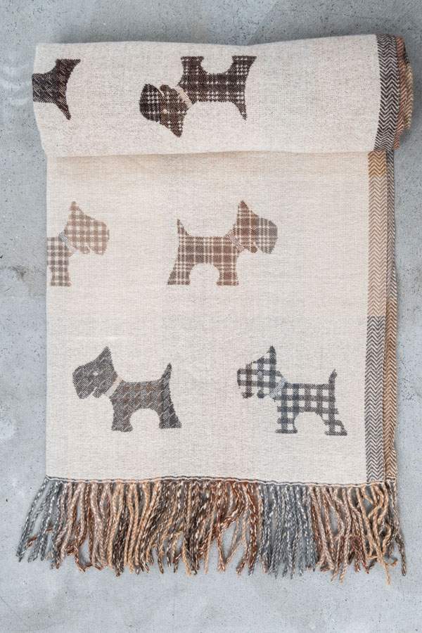 ESTOLA REVERSIBLE PERRITOS BEIGE