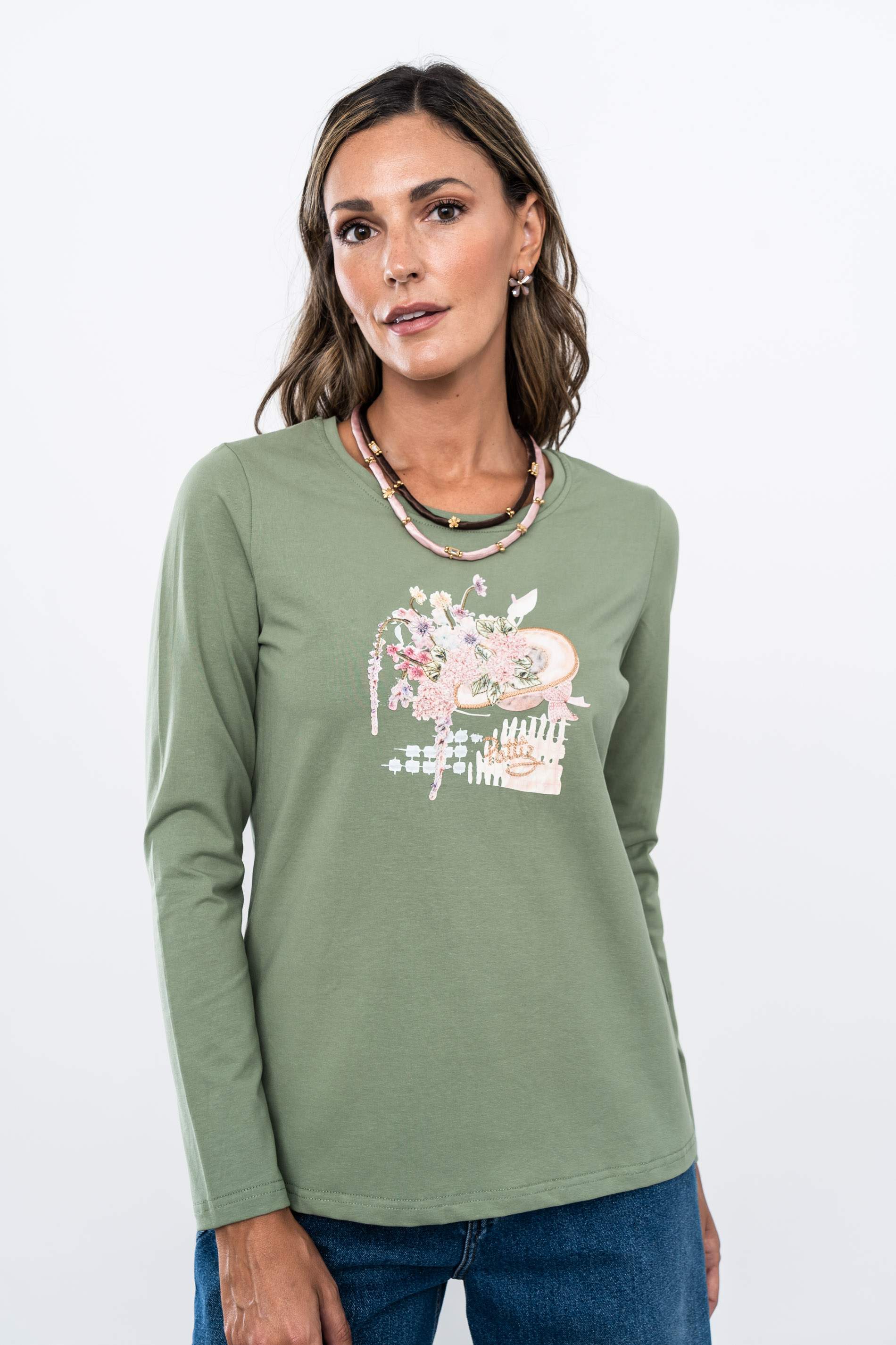 CAMISETA BORDADO SOMBRERO KAKI