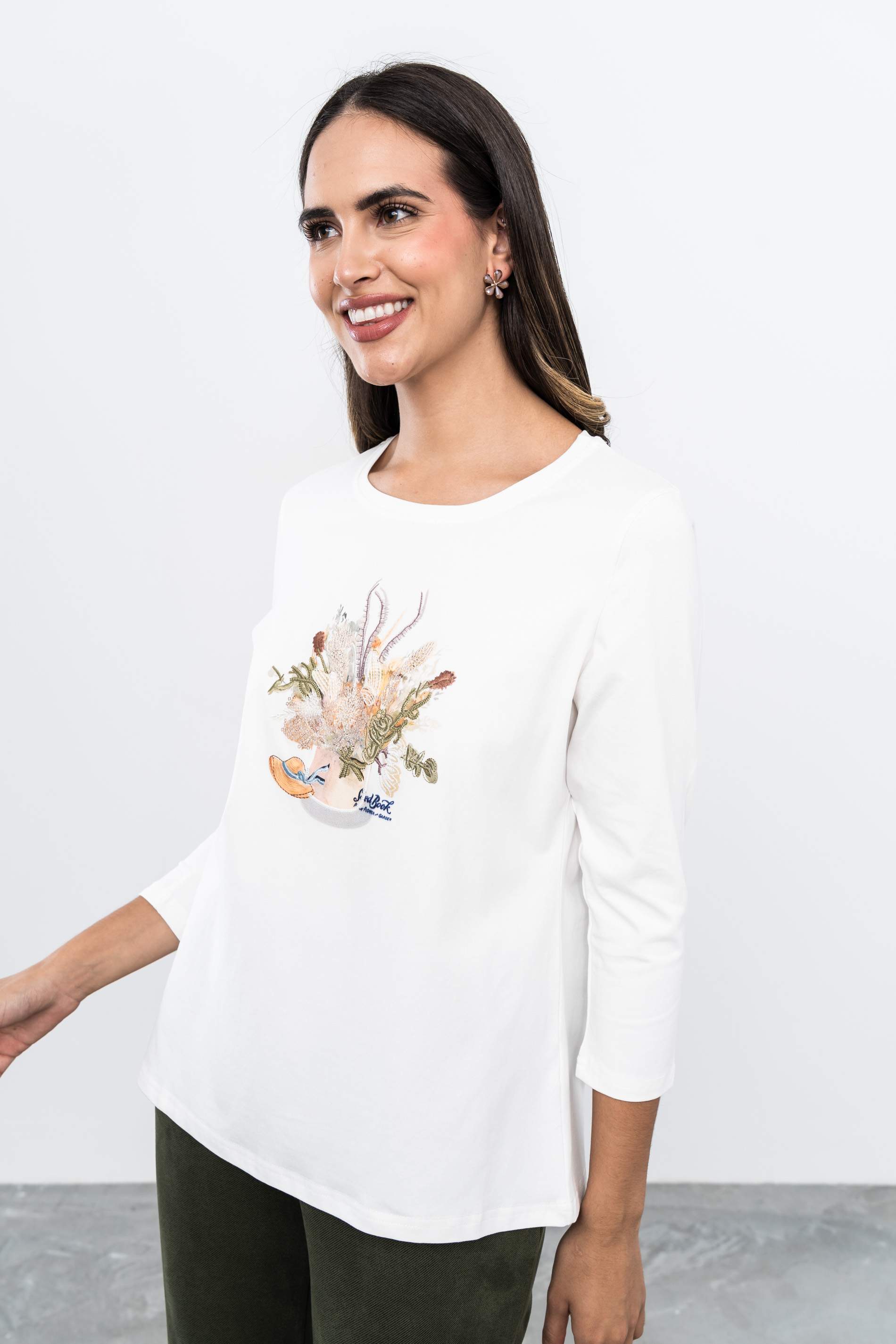 CAMISETA BORDADO ESPIGAS CRUDO