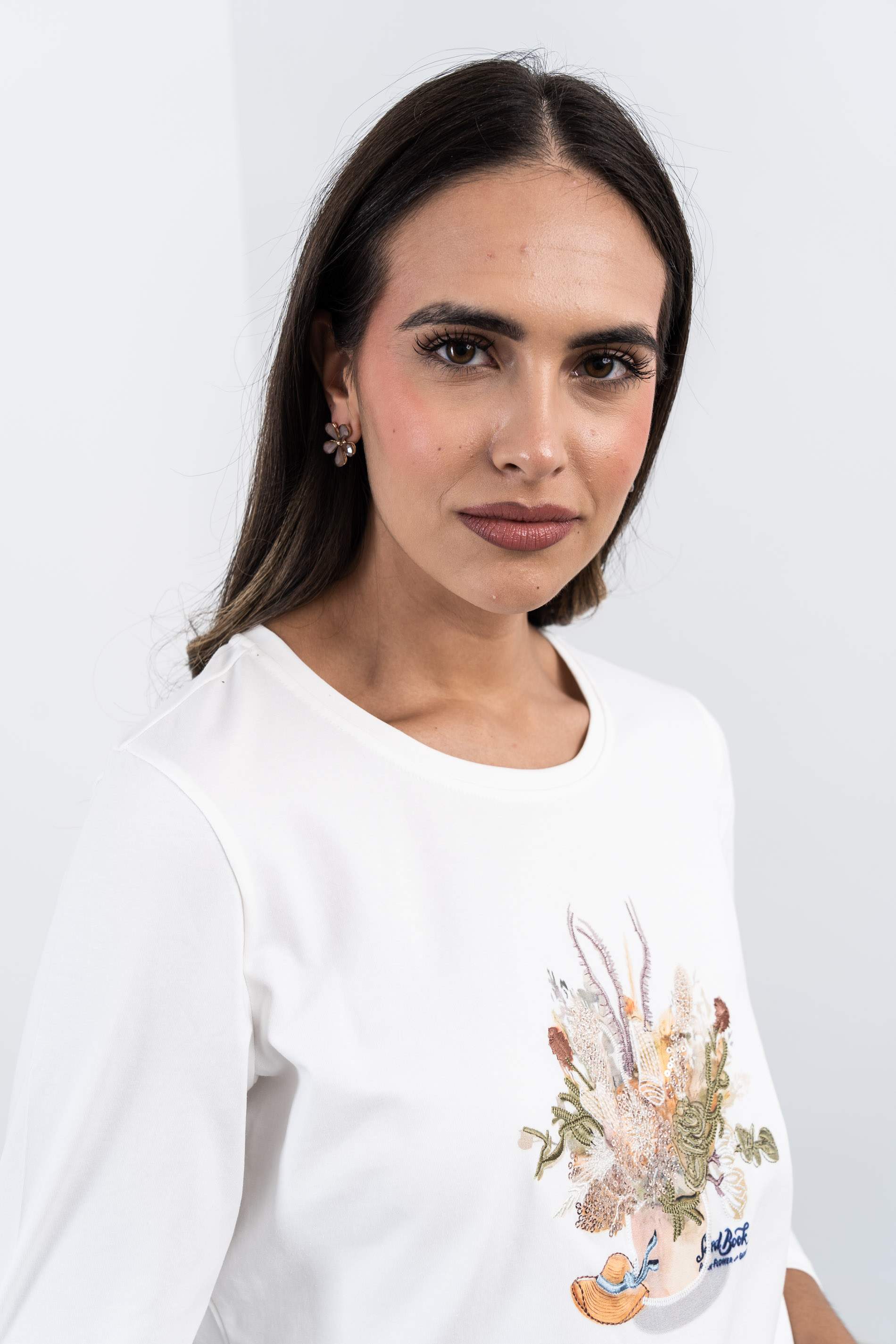 CAMISETA BORDADO ESPIGAS CRUDO