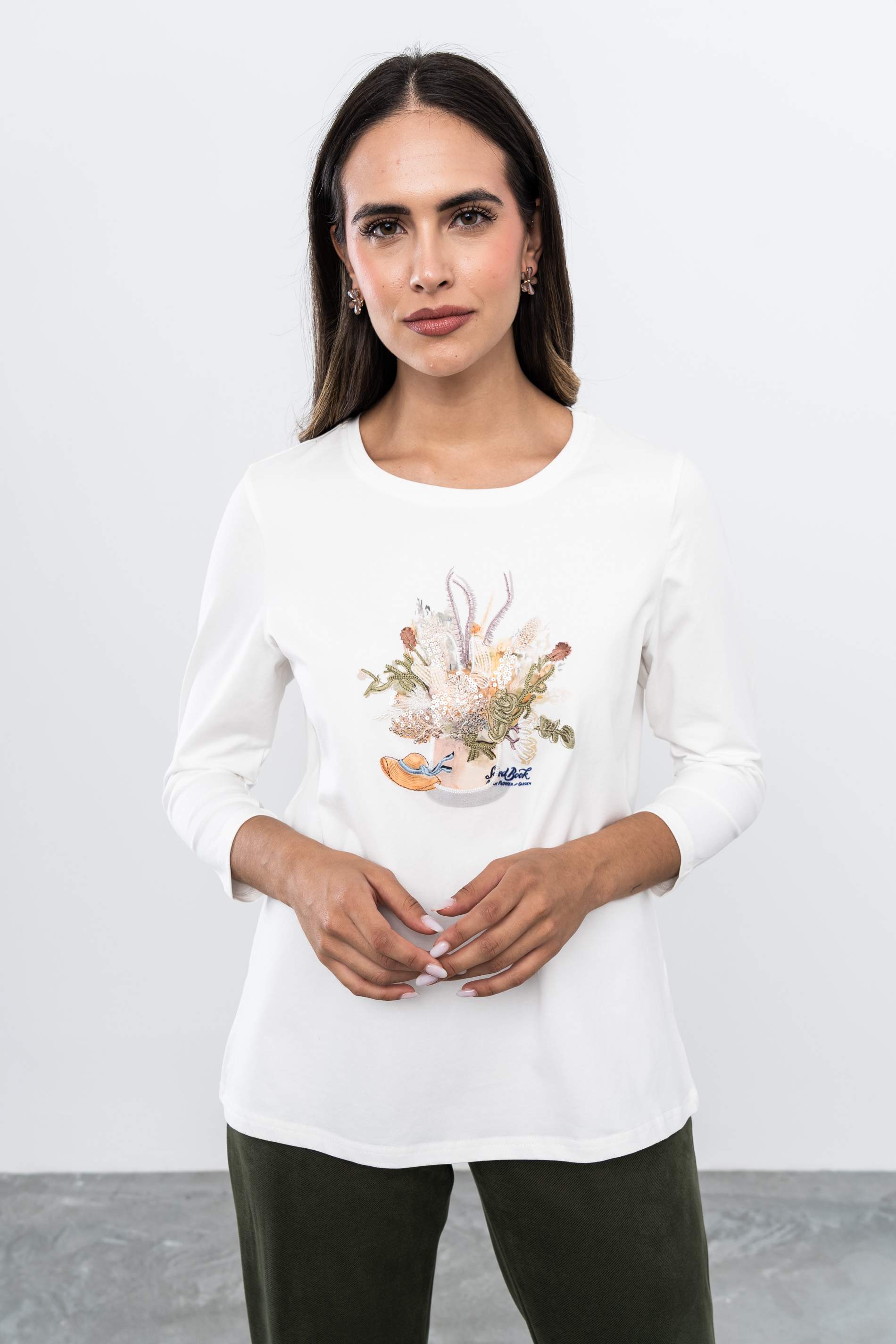 CAMISETA BORDADO ESPIGAS CRUDO