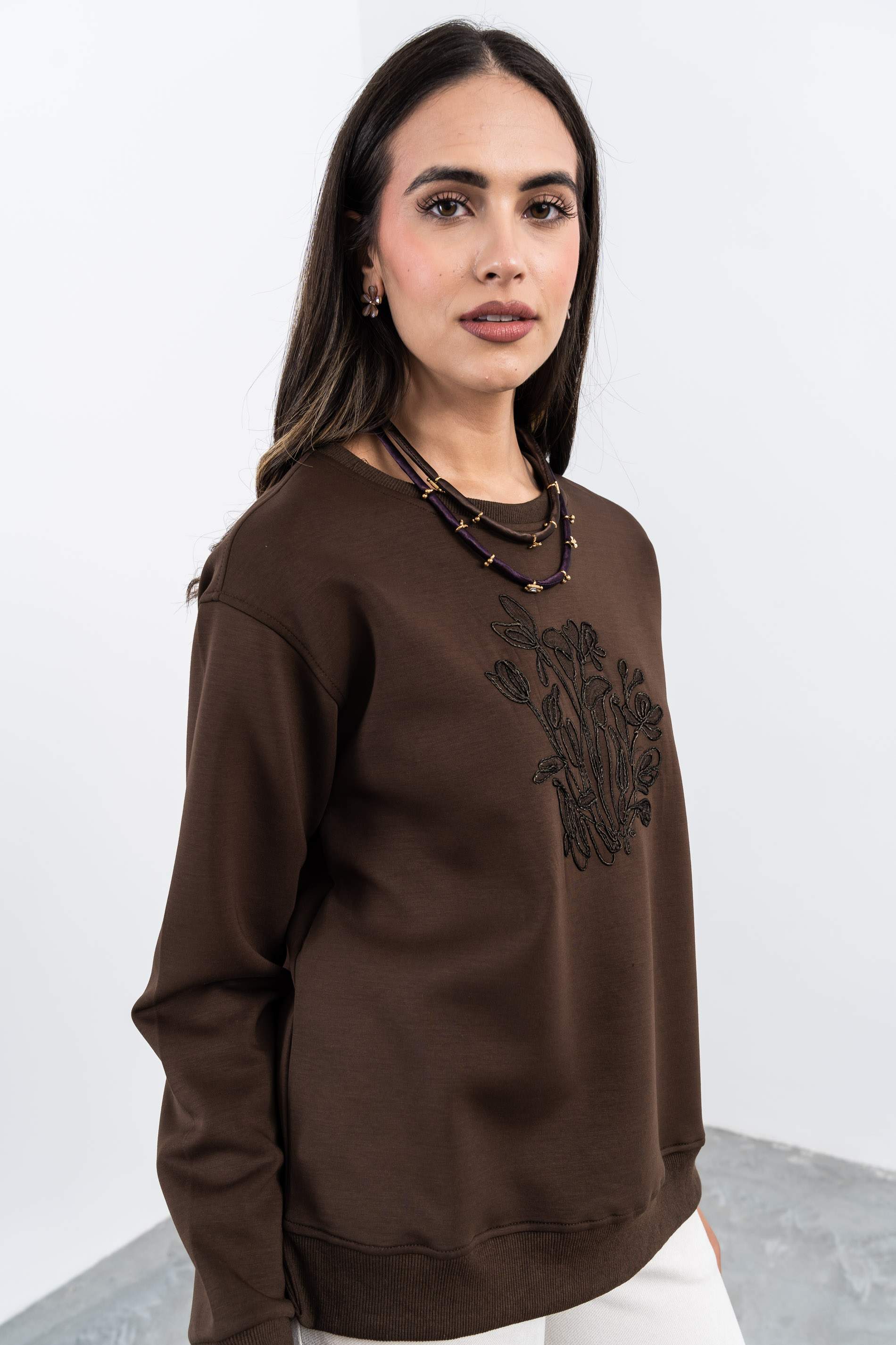 SUDADERA DETALLE CORDÓN CHOCOLATE