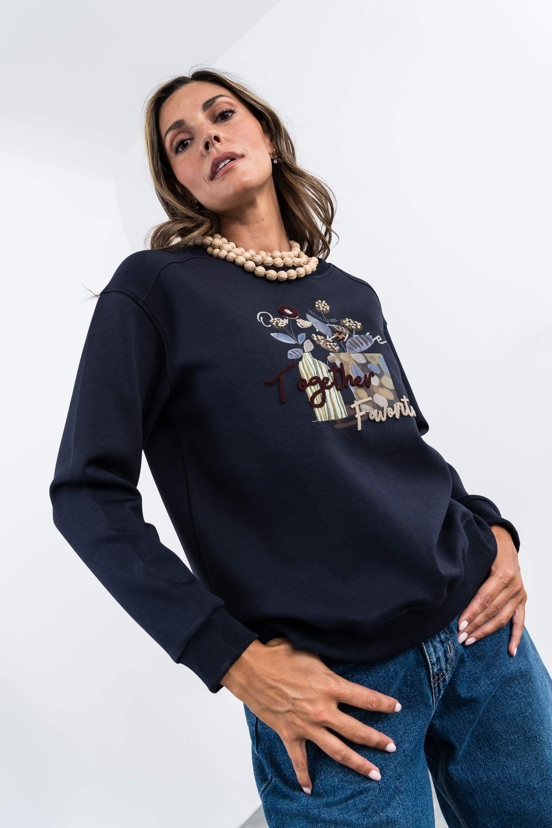 SUDADERA BORDADOS MARINO