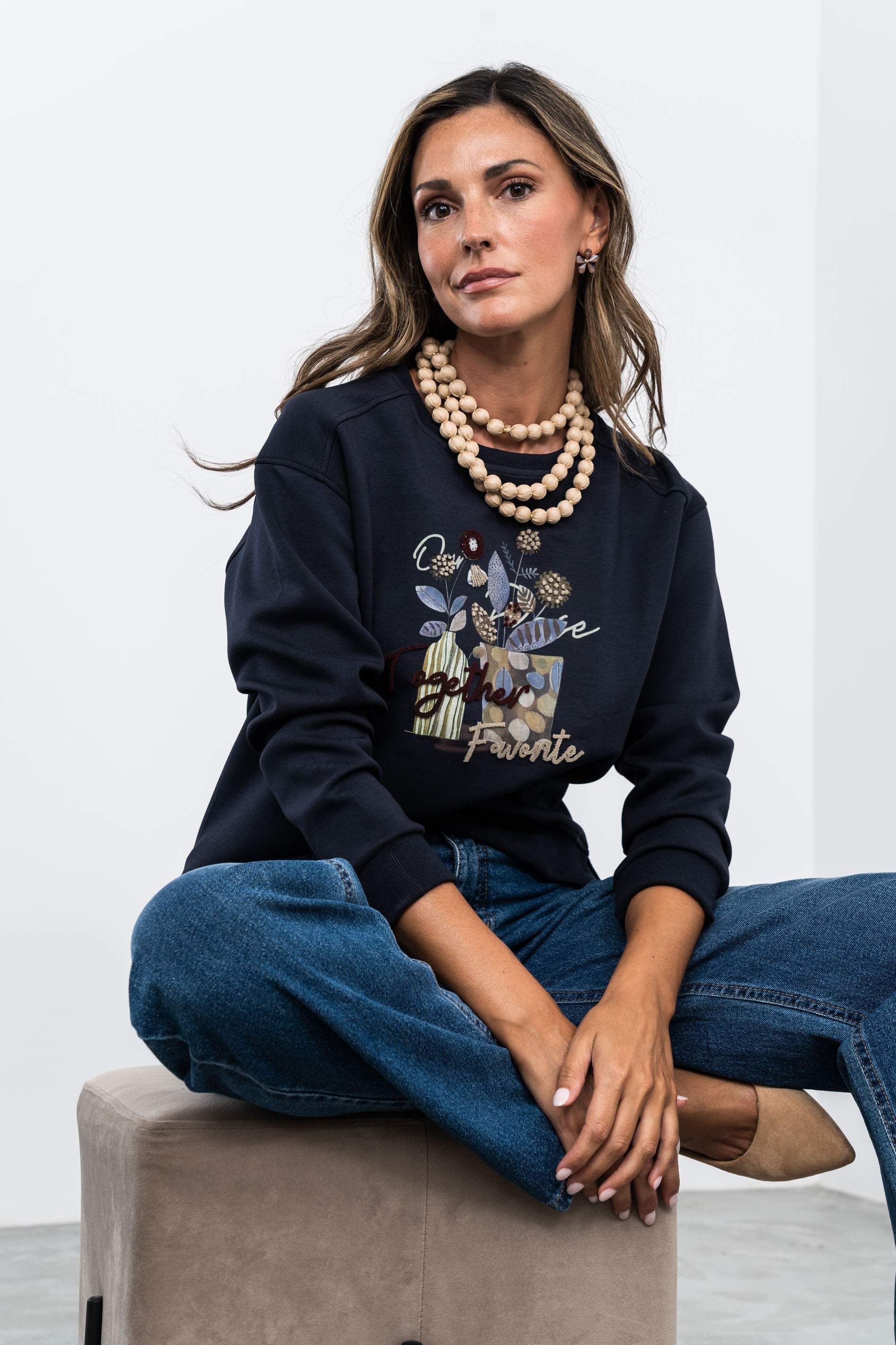 SUDADERA BORDADOS MARINO