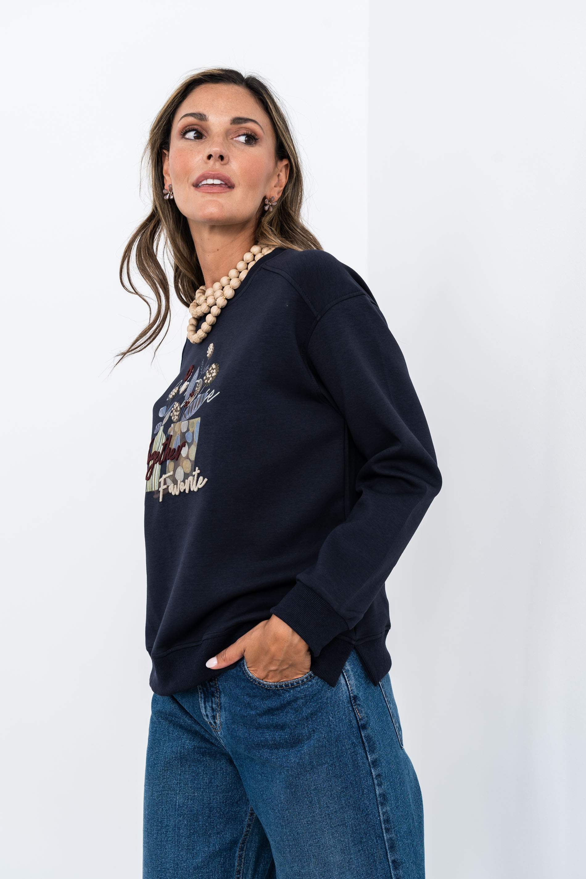 SUDADERA BORDADOS MARINO