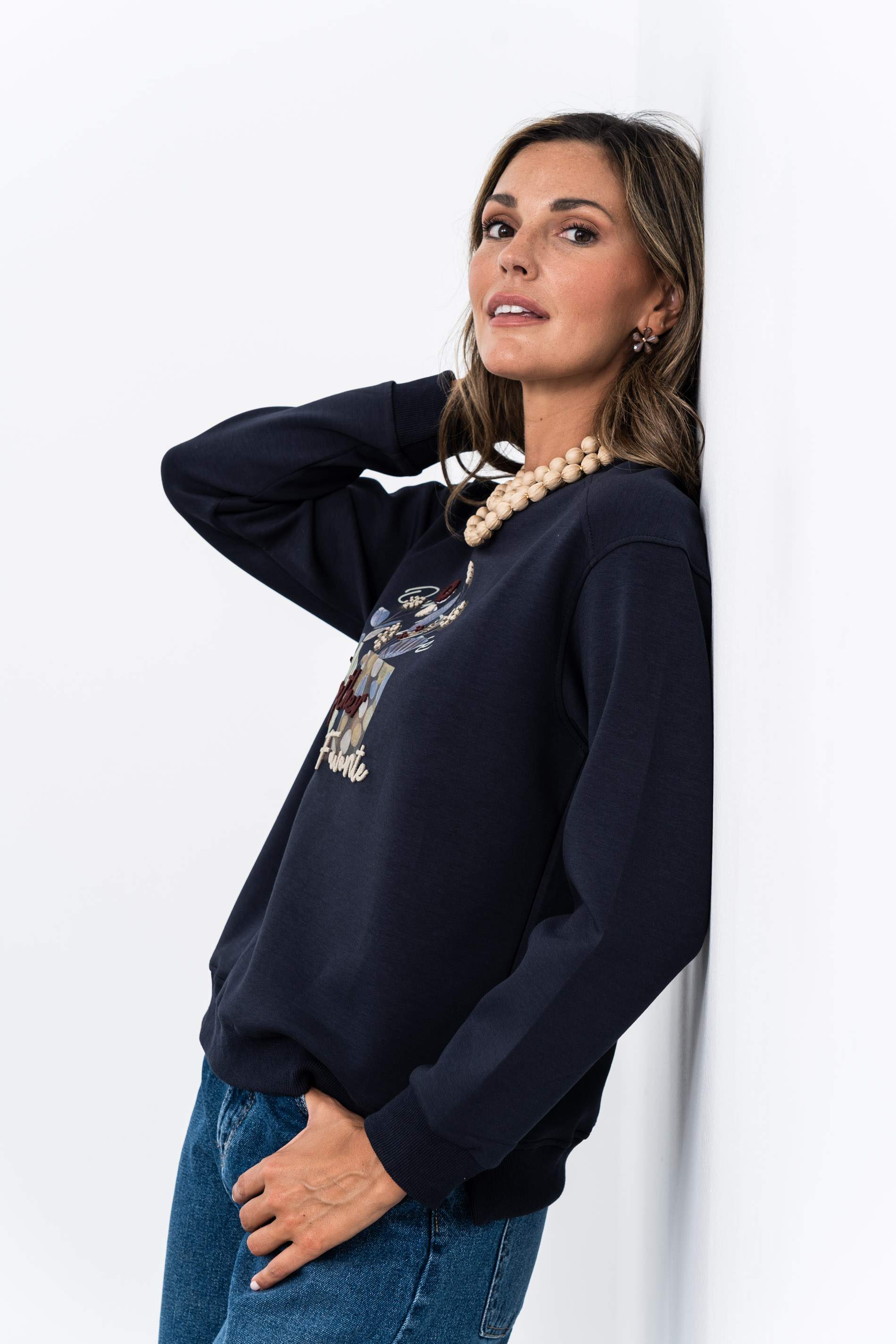 SUDADERA BORDADOS MARINO