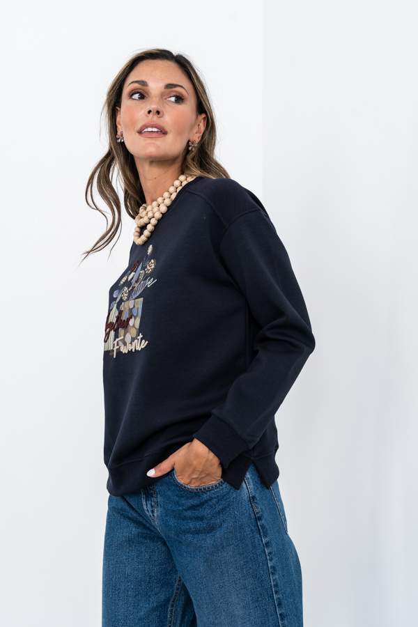SUDADERA BORDADOS MARINO