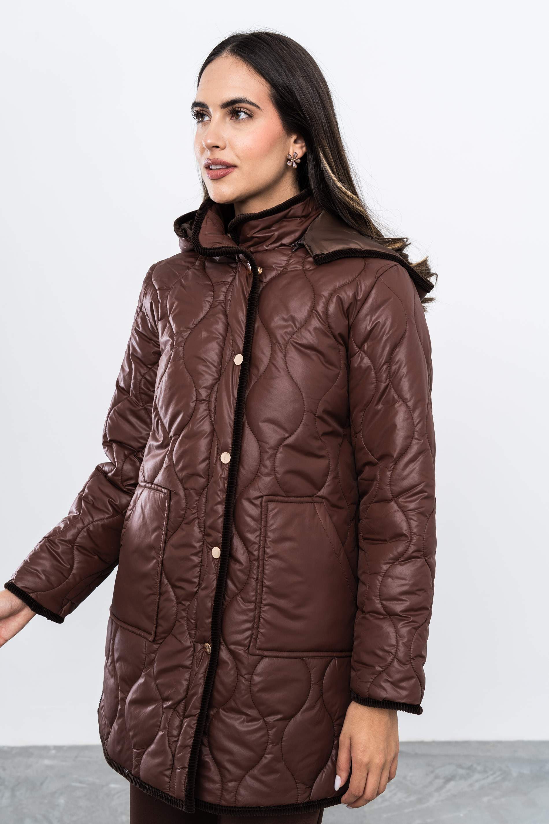 PARKA LARGA PANA COMBINADA CHOCOLATE
