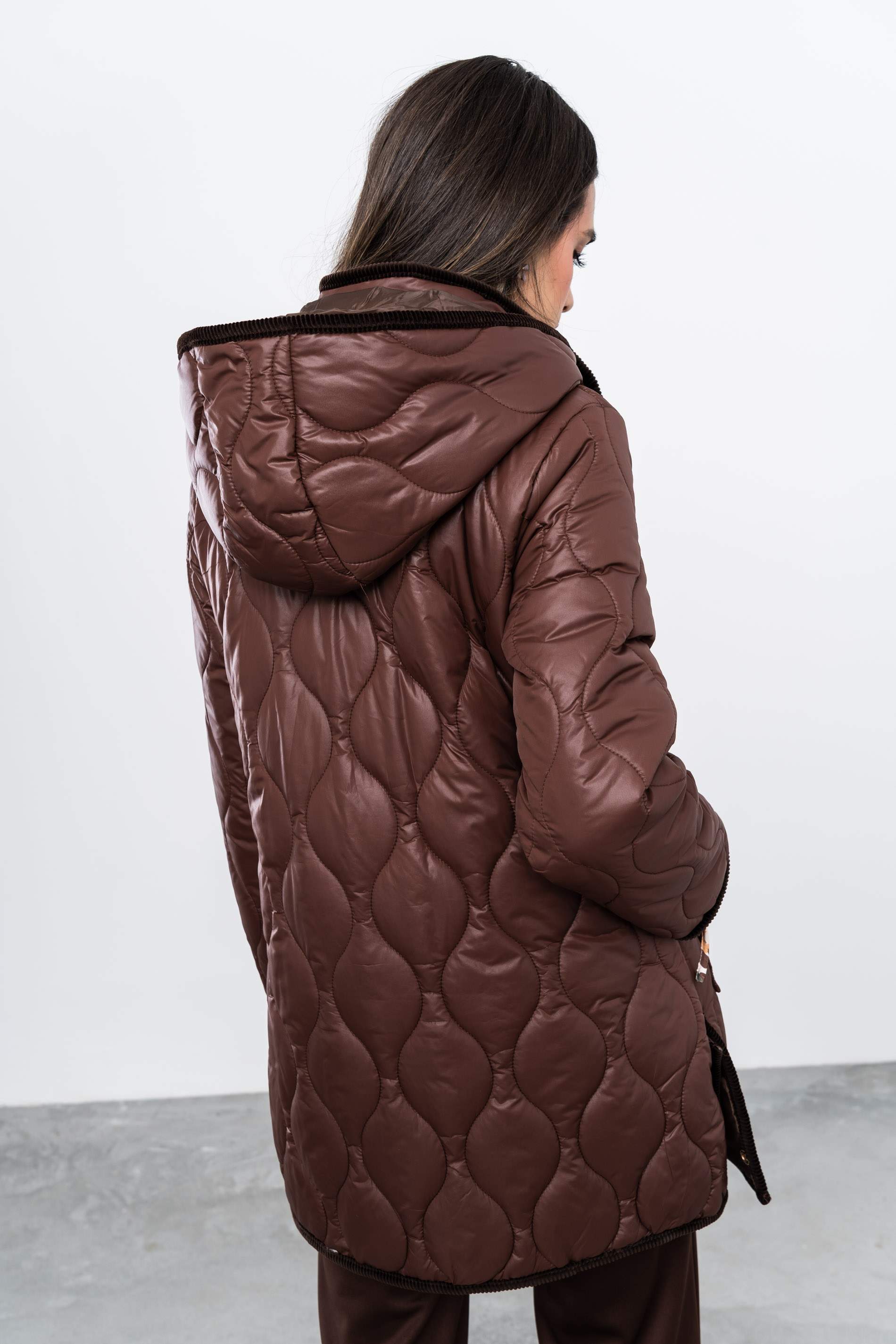 PARKA LARGA PANA COMBINADA CHOCOLATE