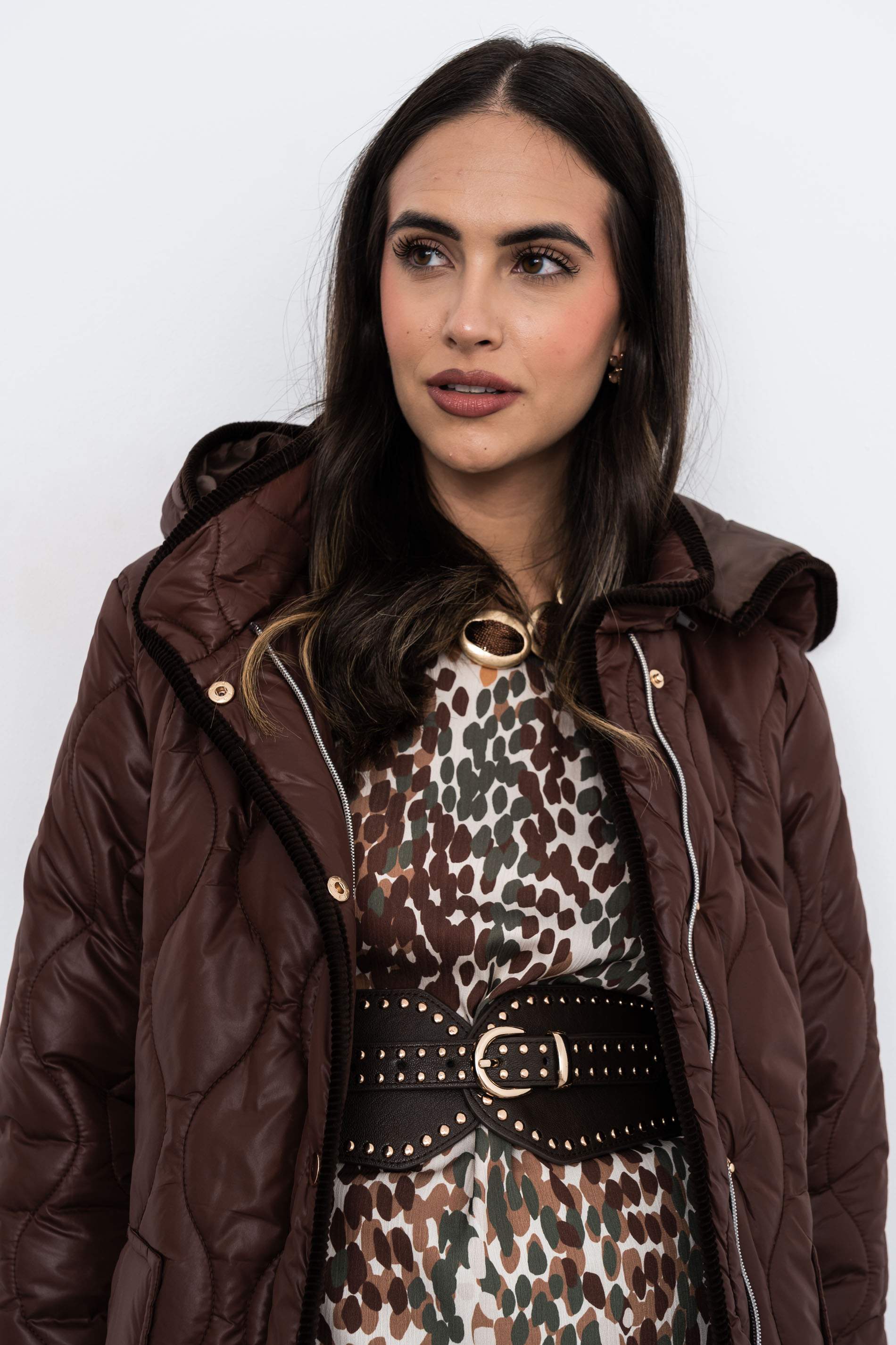 PARKA LARGA PANA COMBINADA CHOCOLATE