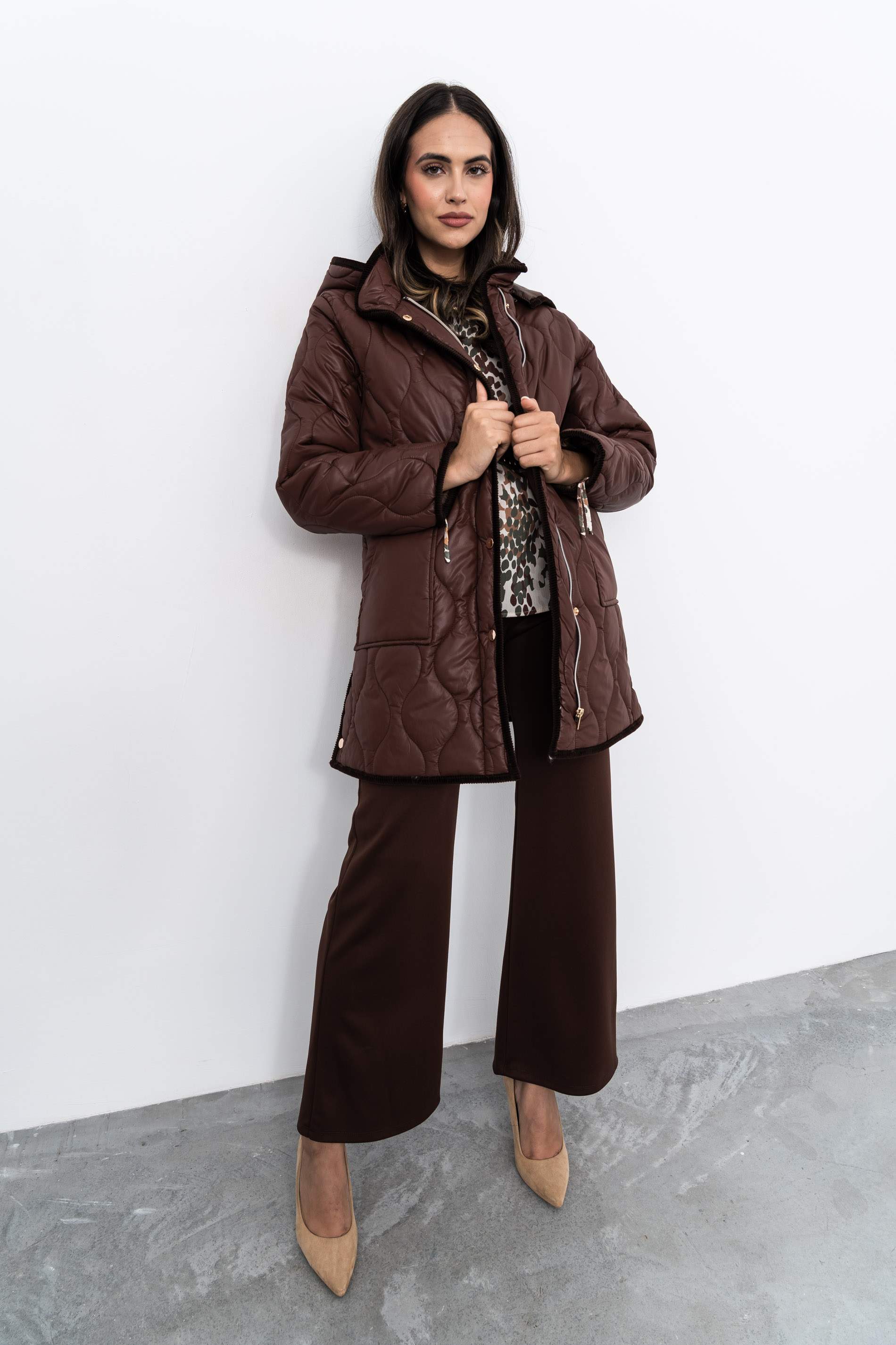 PARKA LARGA PANA COMBINADA CHOCOLATE