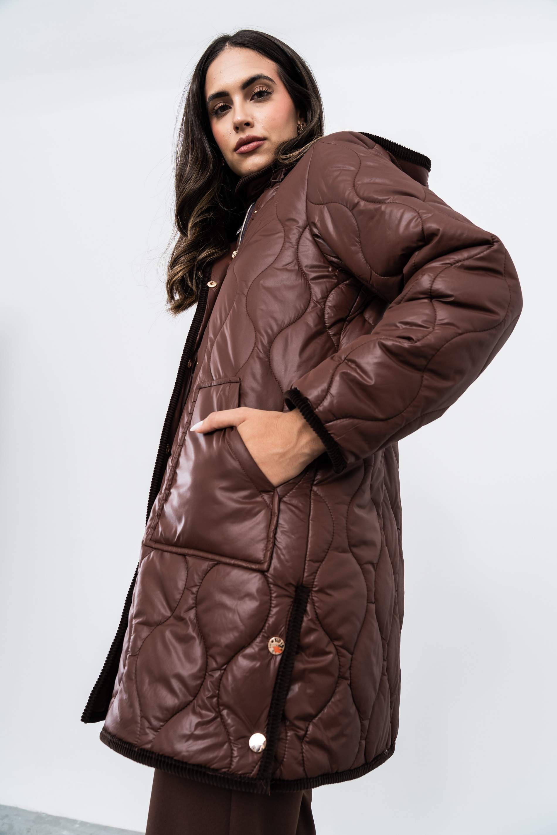 PARKA LARGA PANA COMBINADA CHOCOLATE