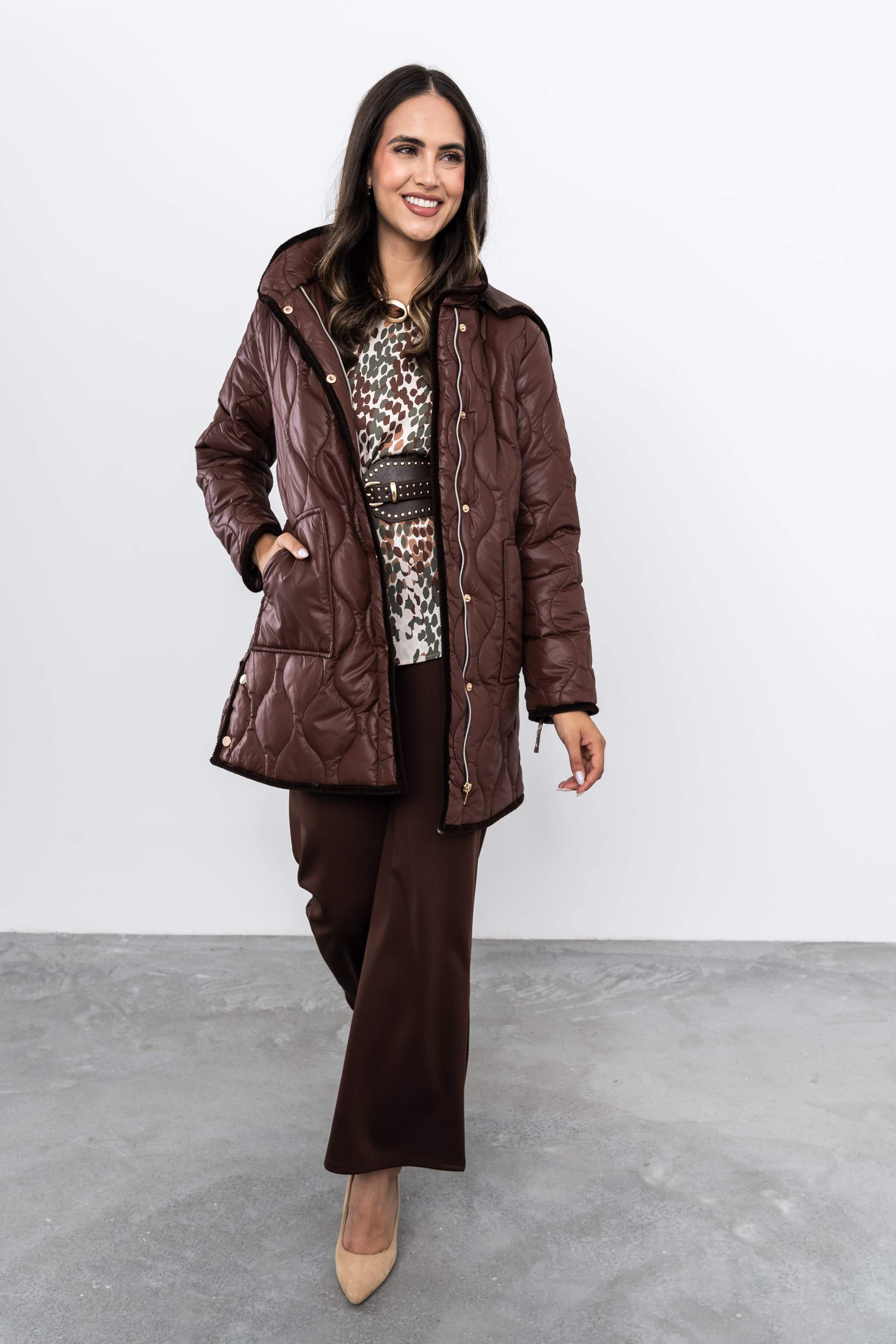 PARKA LARGA PANA COMBINADA CHOCOLATE
