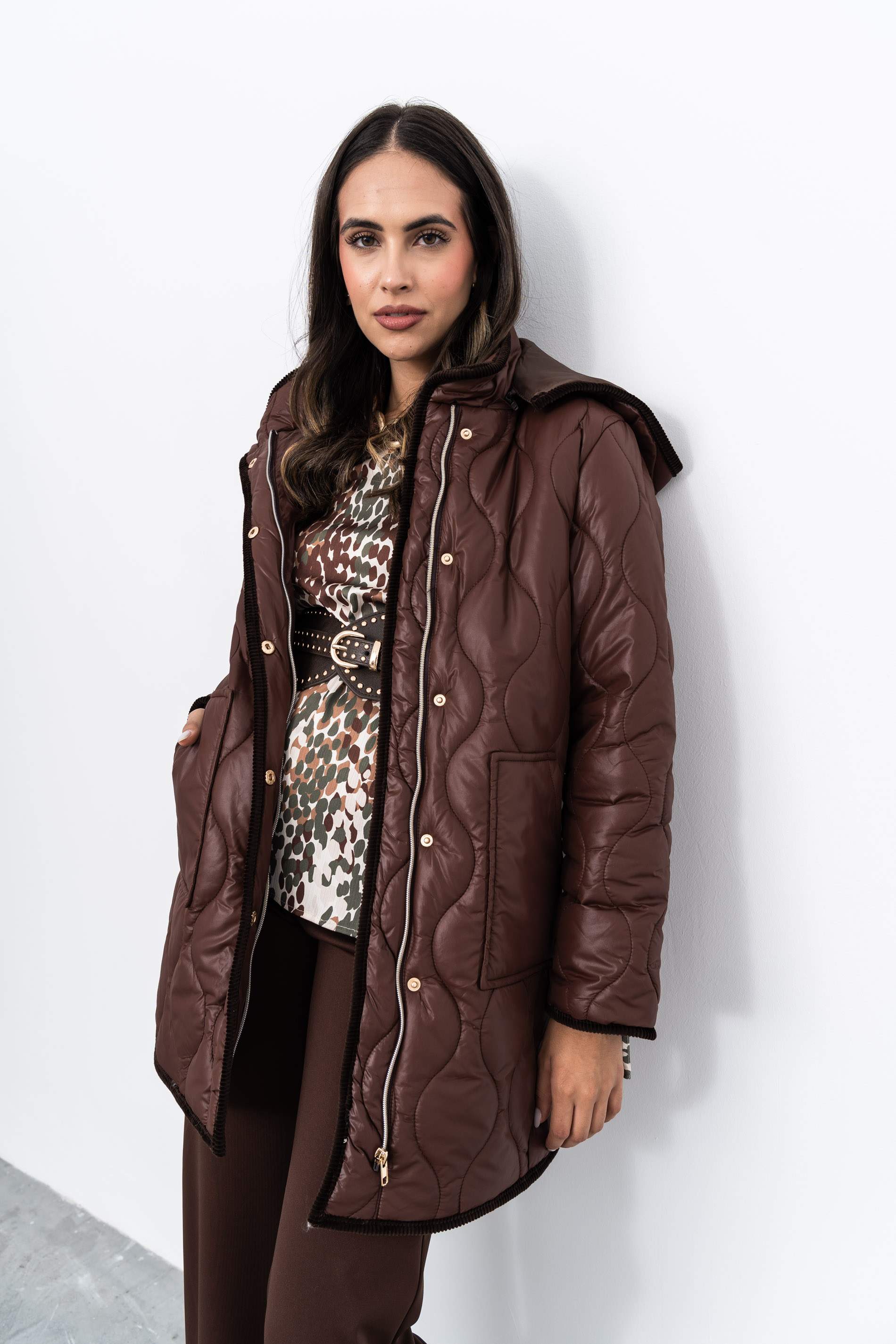 PARKA LARGA PANA COMBINADA CHOCOLATE