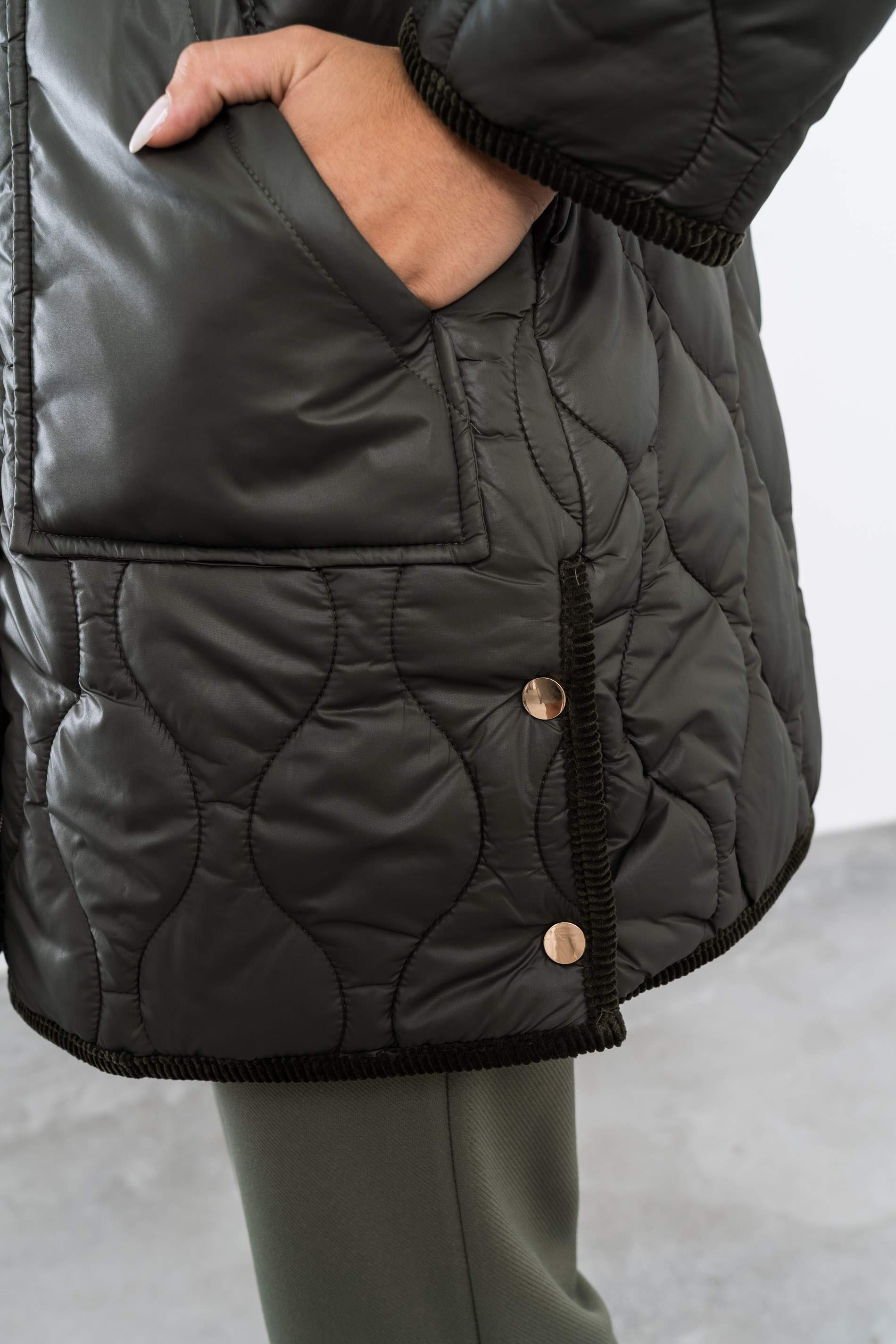 PARKA LARGA PANA COMBINADA KAKI