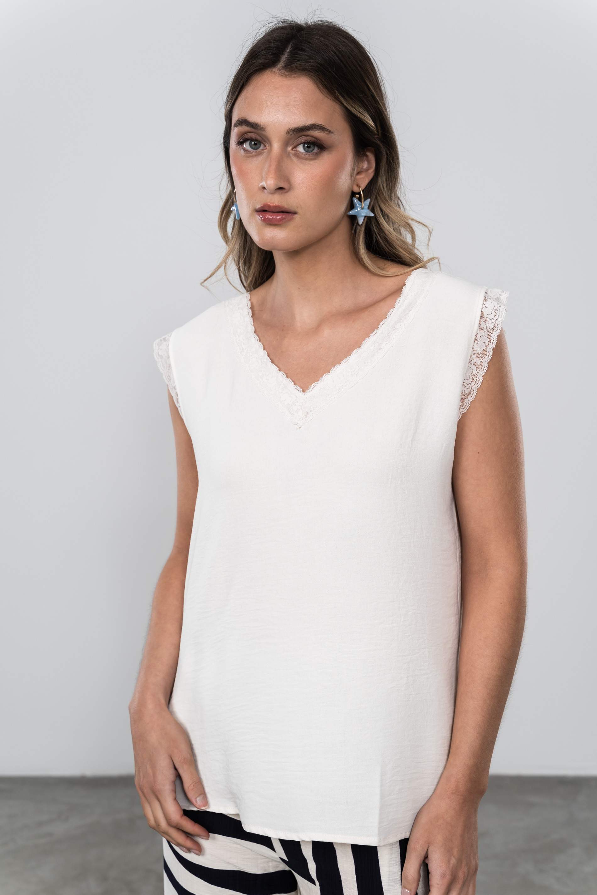 BLUSA ENCAJE M/SISA CRUDO