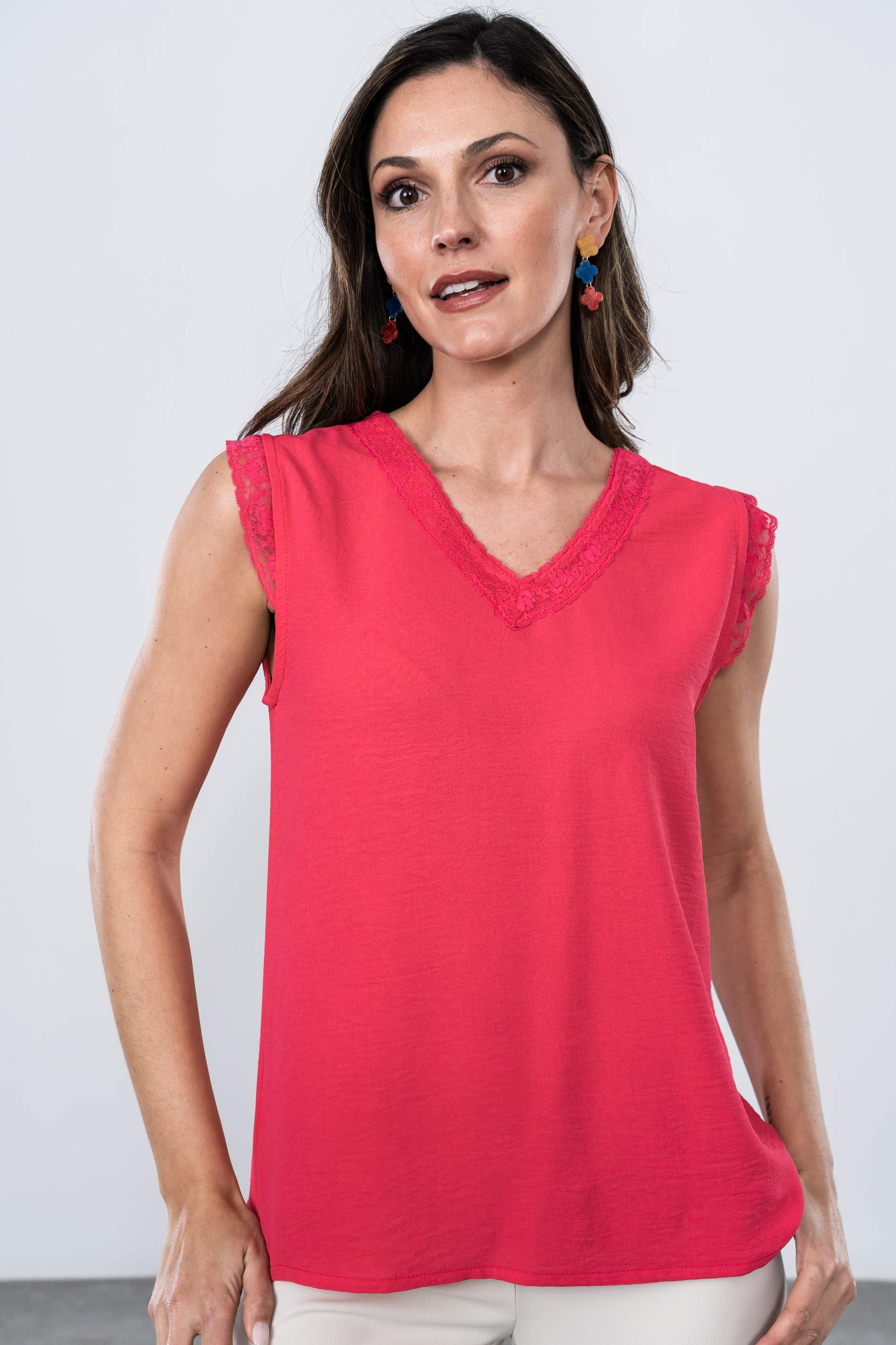 BLUSA ENCAJE MANGA SISA FRESA