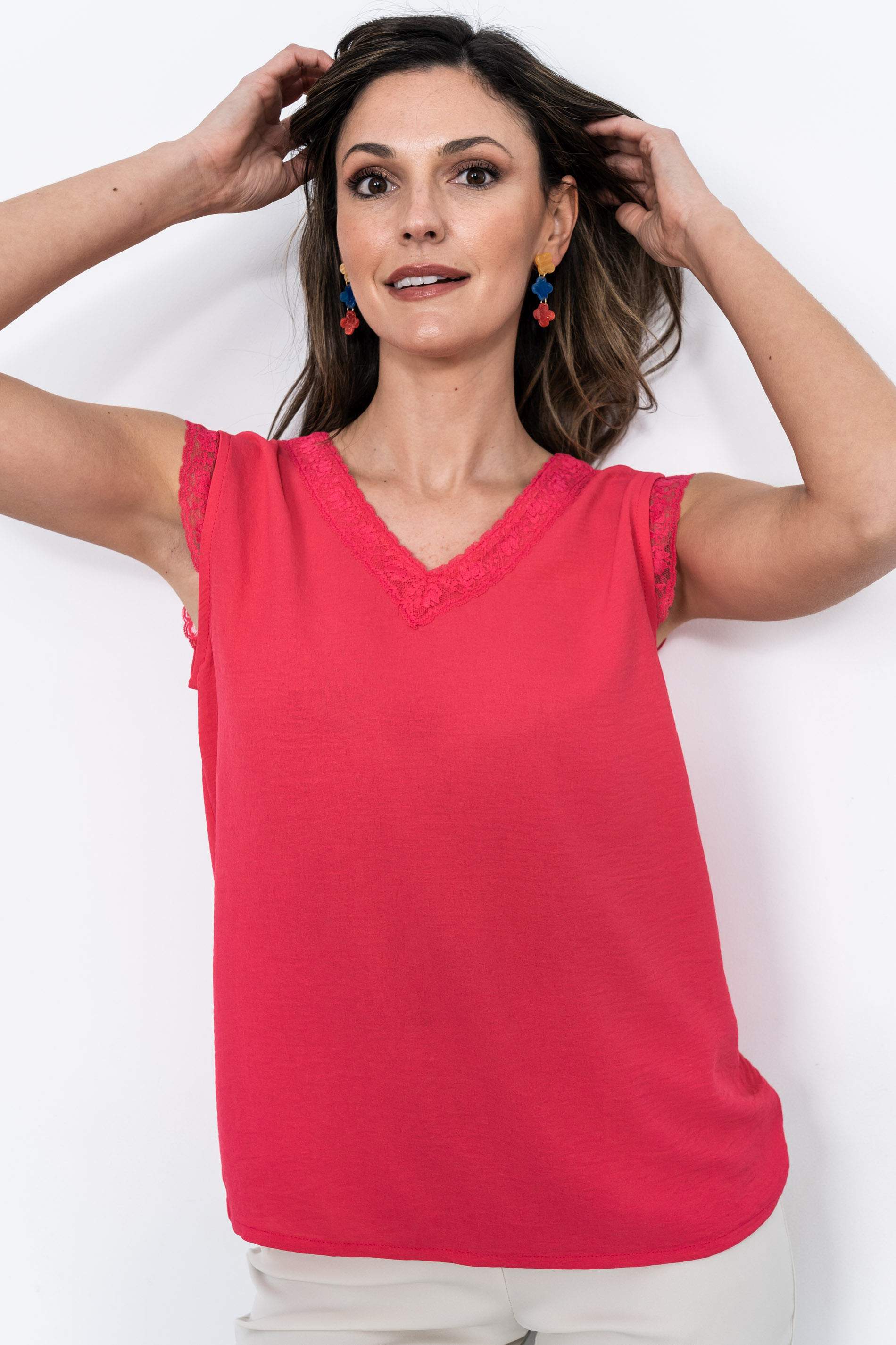 BLUSA ENCAJE MANGA SISA FRESA