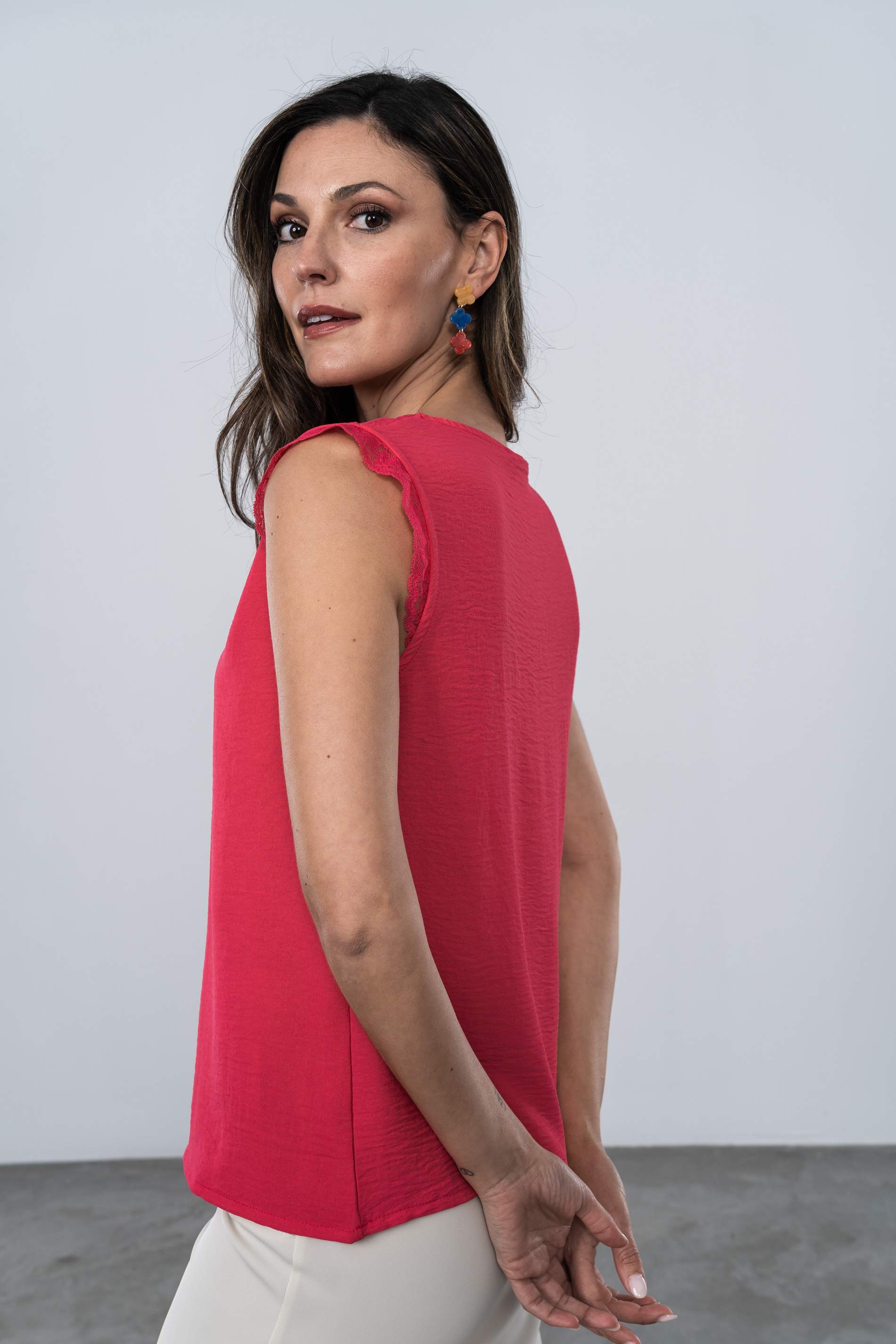 BLUSA ENCAJE MANGA SISA FRESA