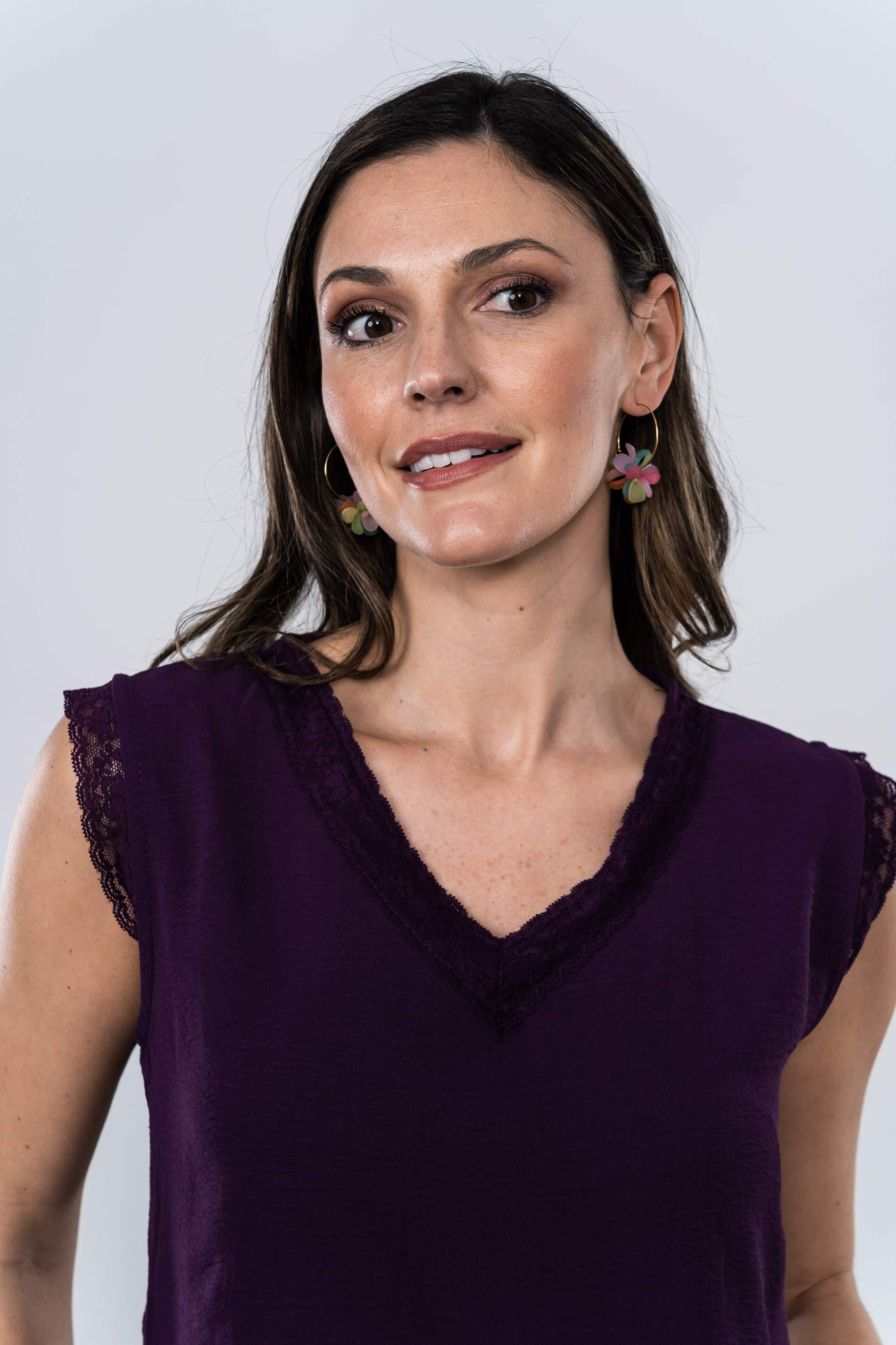 BLUSA ENCAJE MANGA SISA MORADO