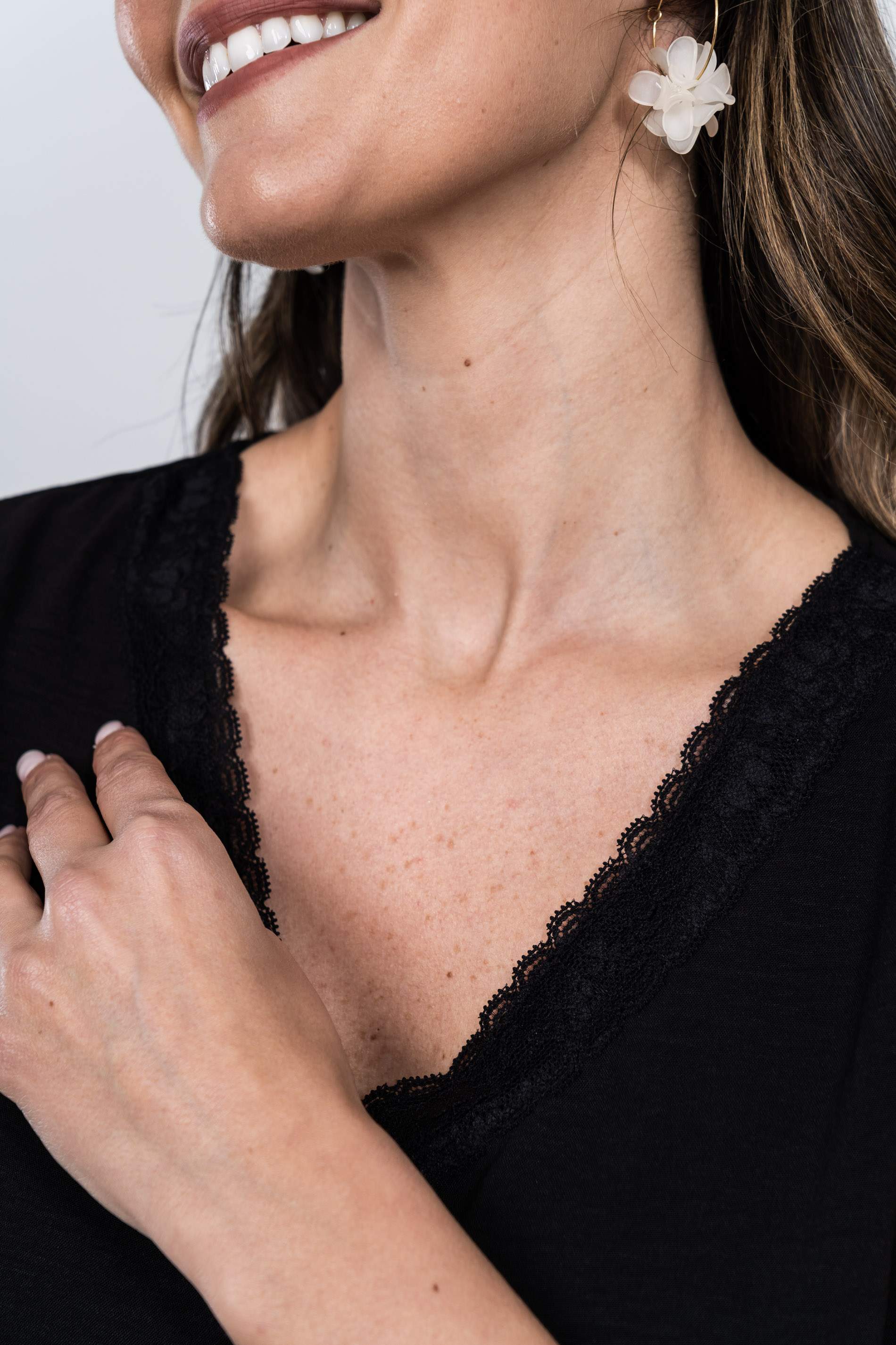 BLUSA ENCAJE MANGA SISA NEGRO