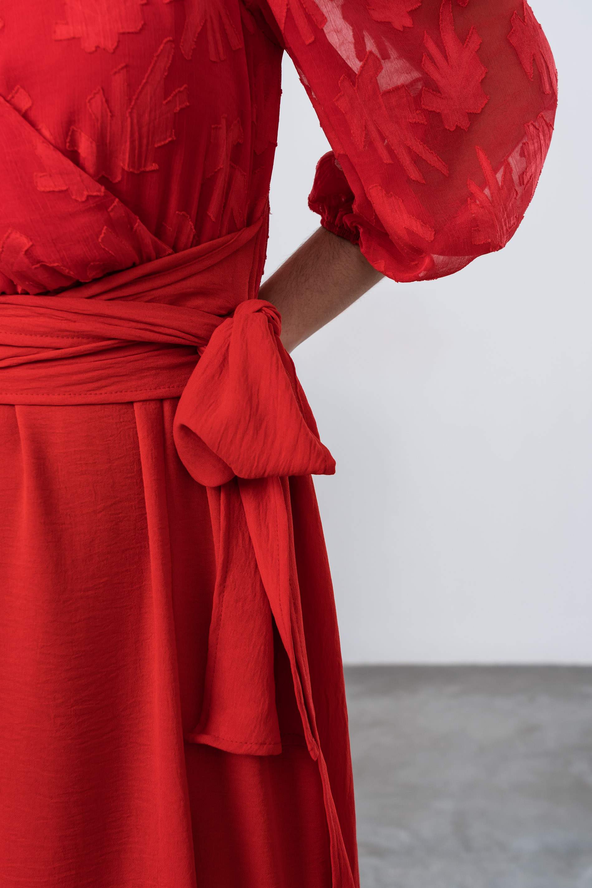 VESTIDO COMBINADO GASA ROJO